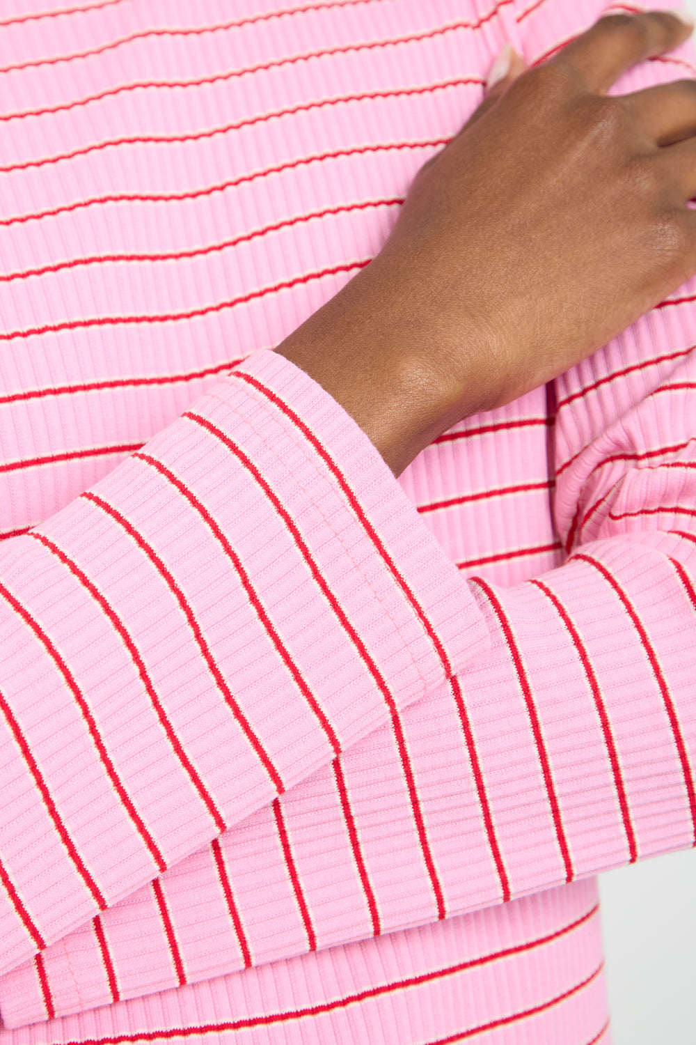 Pink and red tiny stripe long sleeve top_3