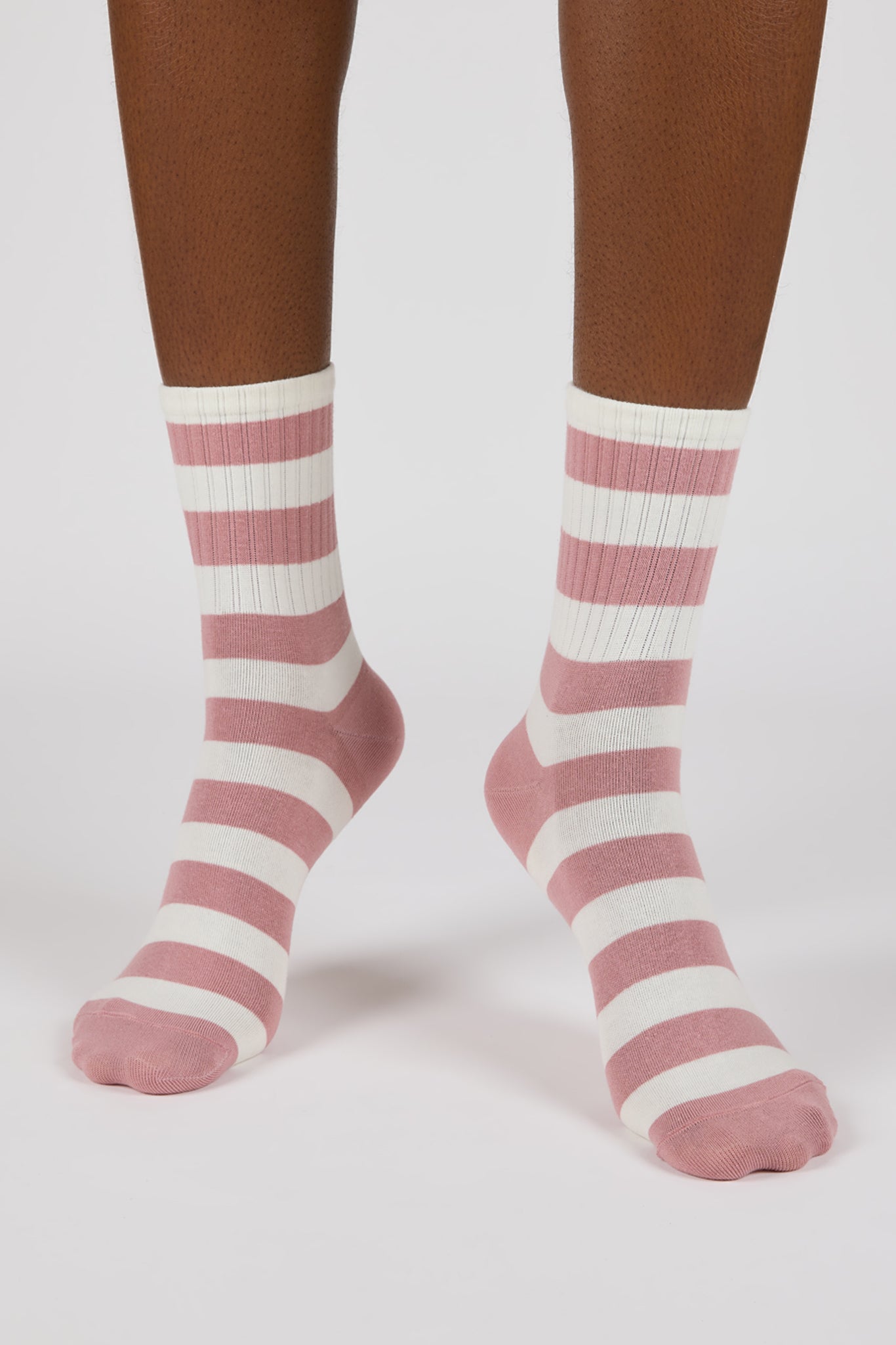 Pink and white stripe tiny smiley face socks_2