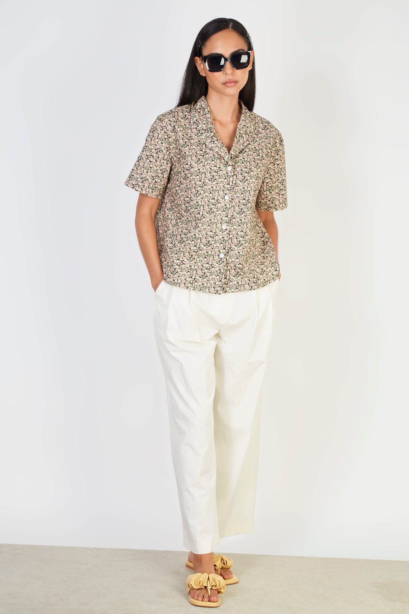 Pink and yellow ditsy floral shirt_4