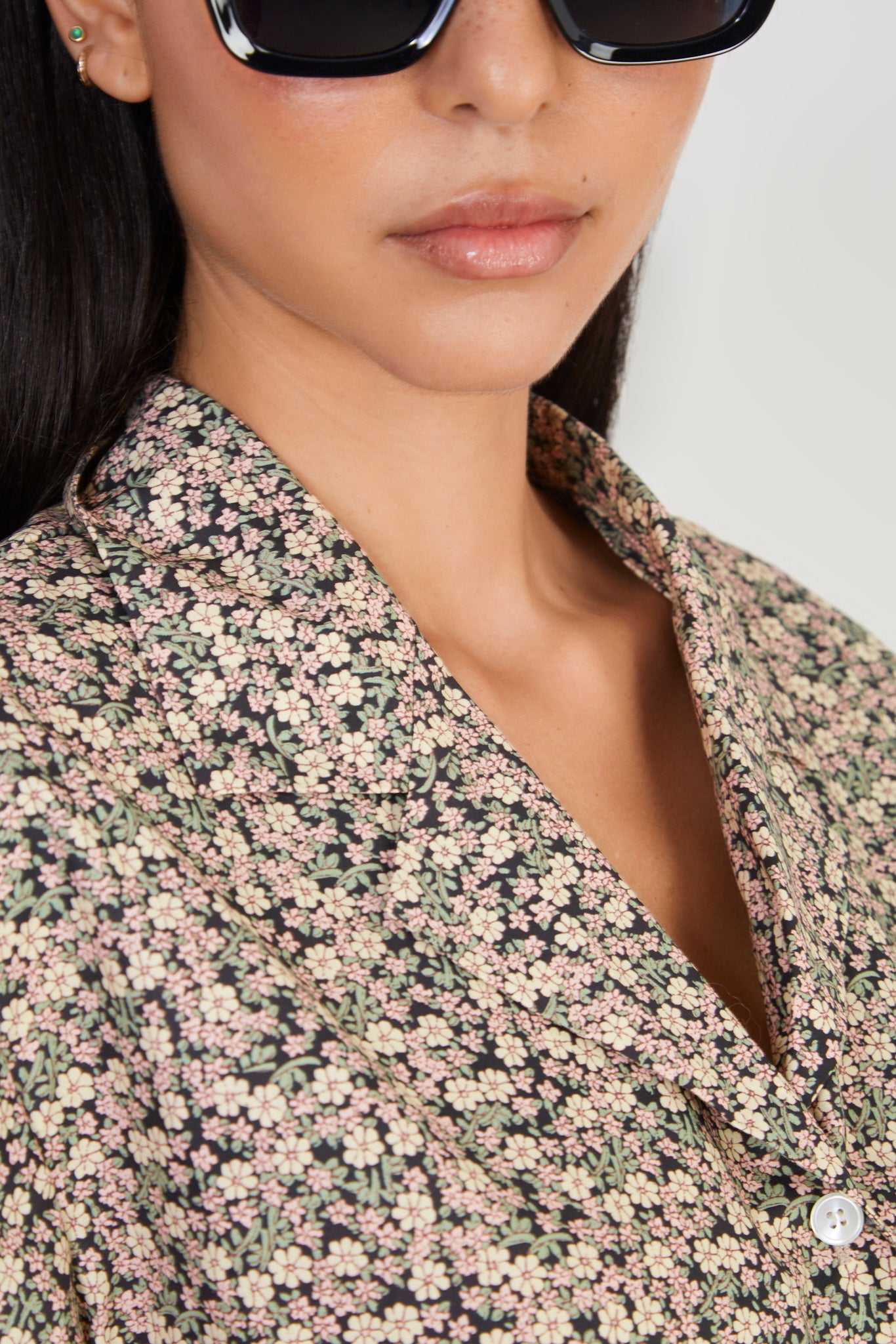 Pink and yellow ditsy floral shirt_3