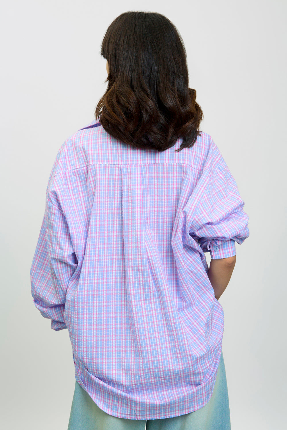 Pink blue and ivory plaid shirt_2