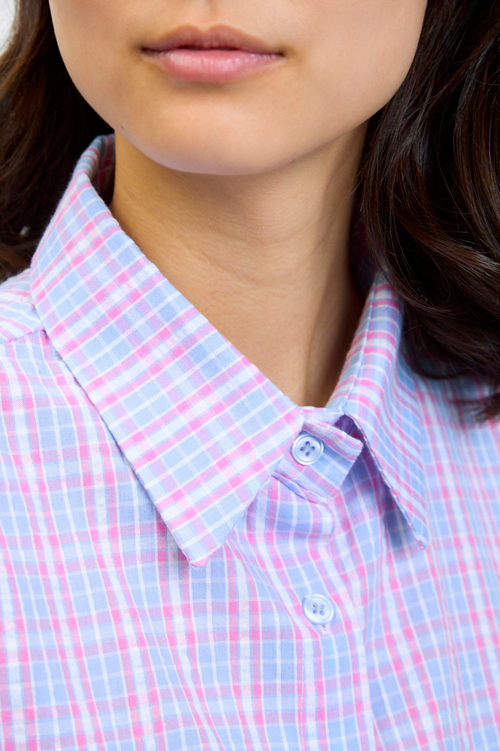 Pink blue and ivory plaid shirt_3