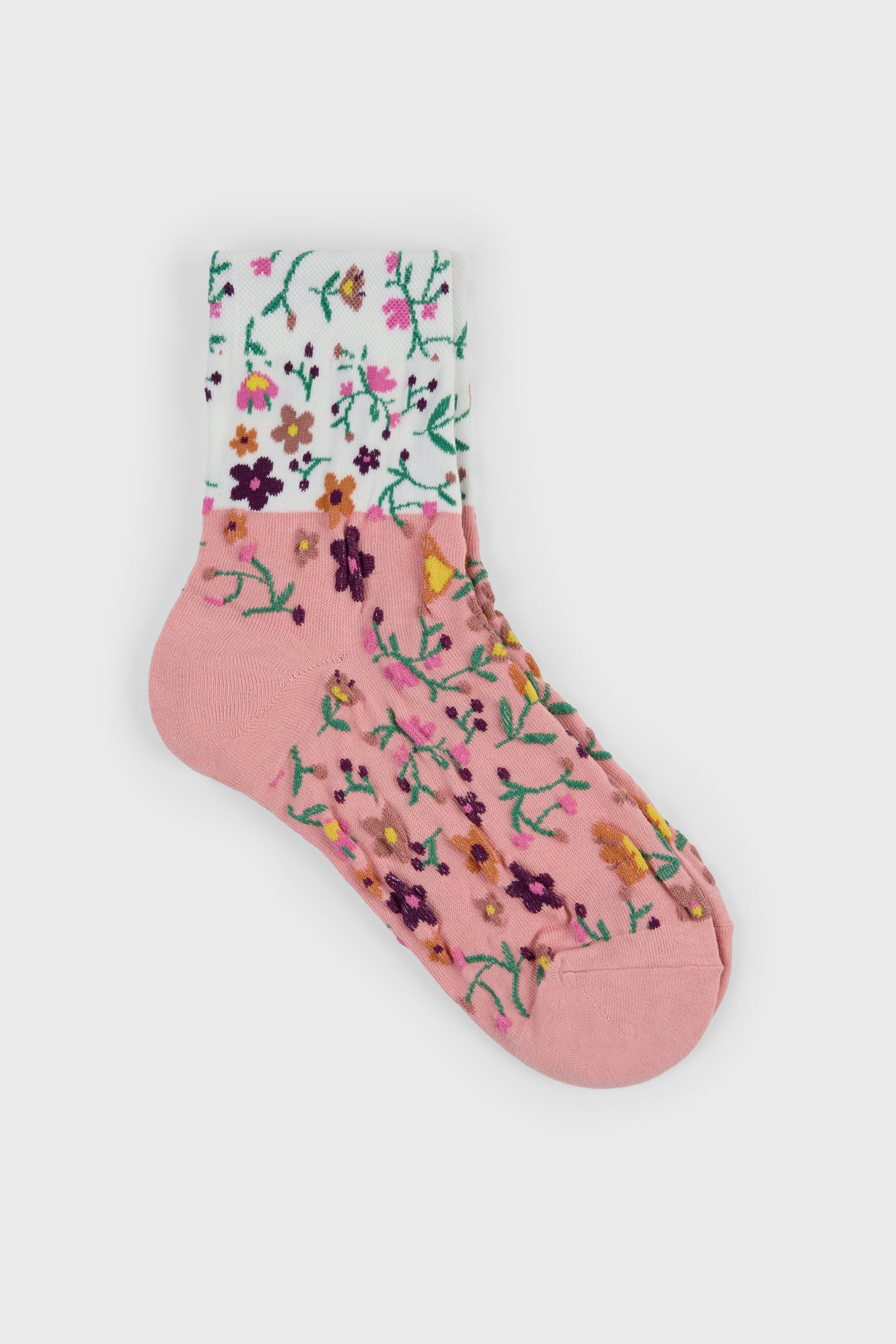 Pink floral colourblock socks_1