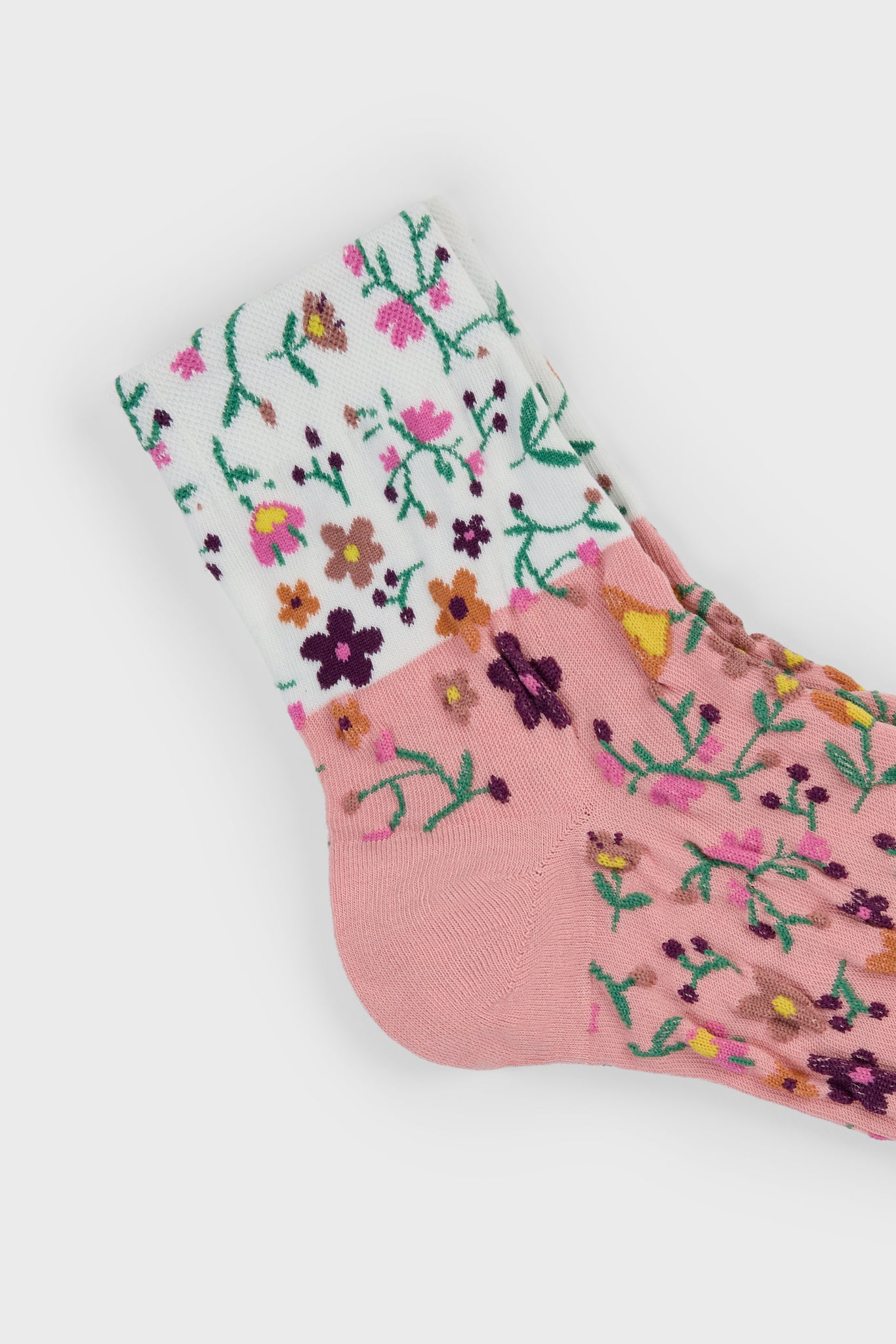 Pink floral colourblock socks_2