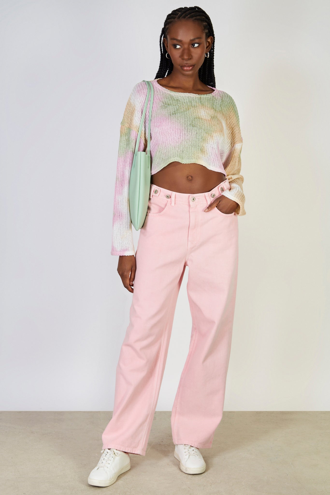 Pink green and orange tie dye top_4