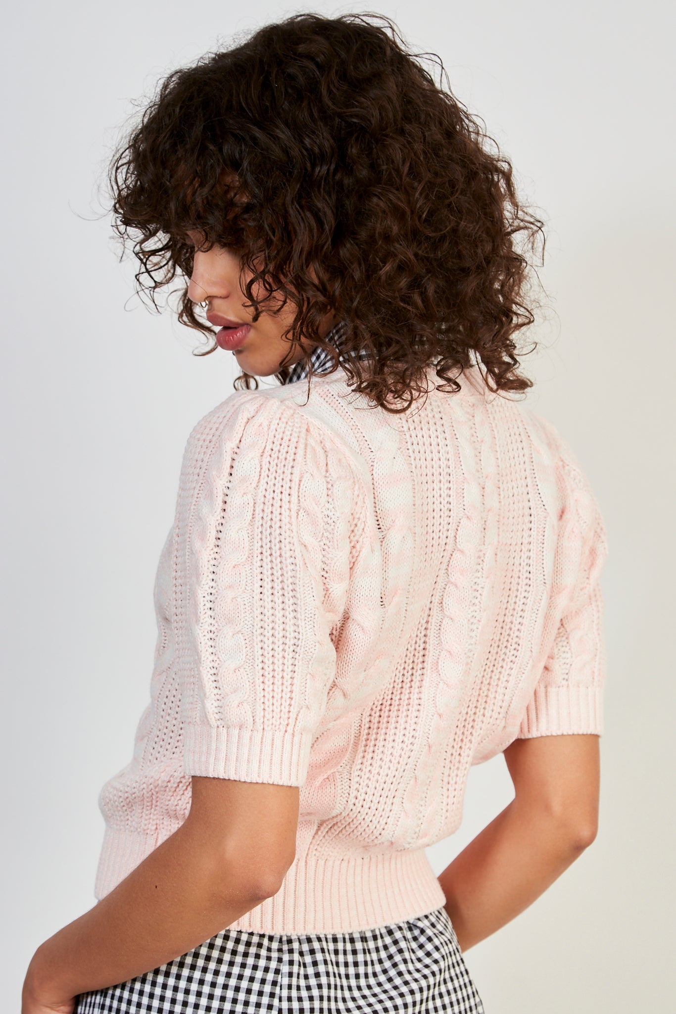 Pink mixed cableknit tee_3