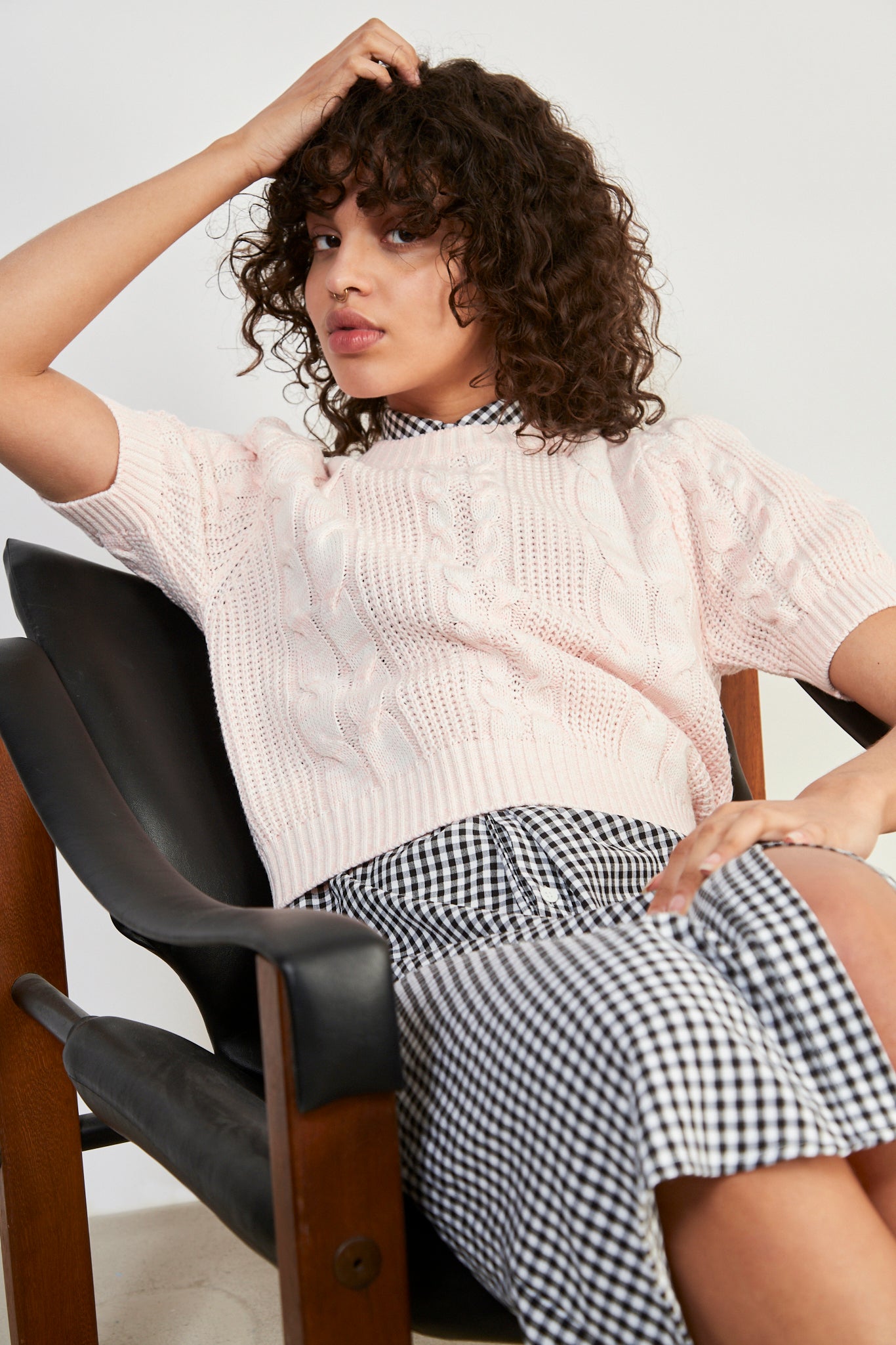 Pink mixed cableknit tee_6