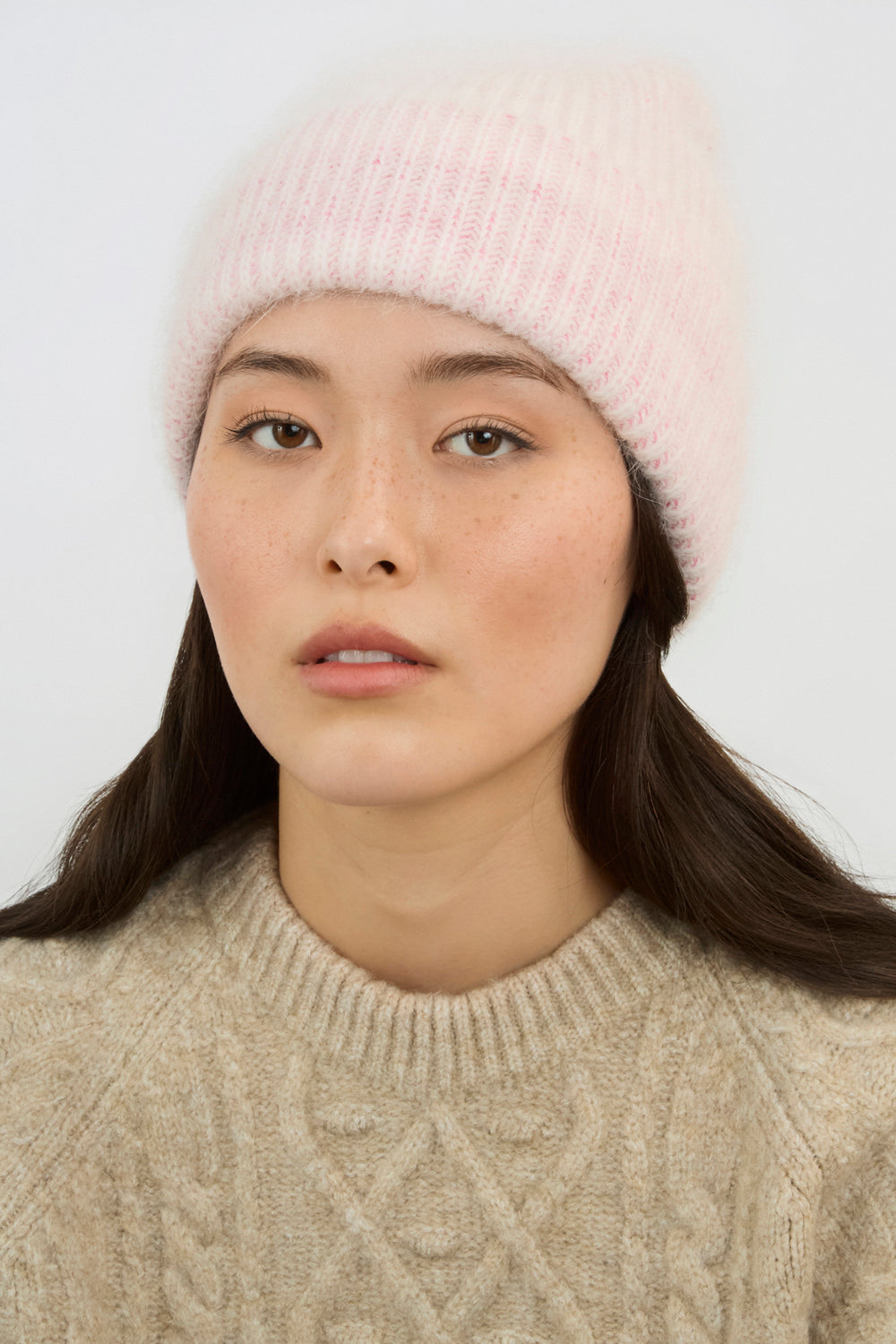 Pink ribbed angora beanie_3