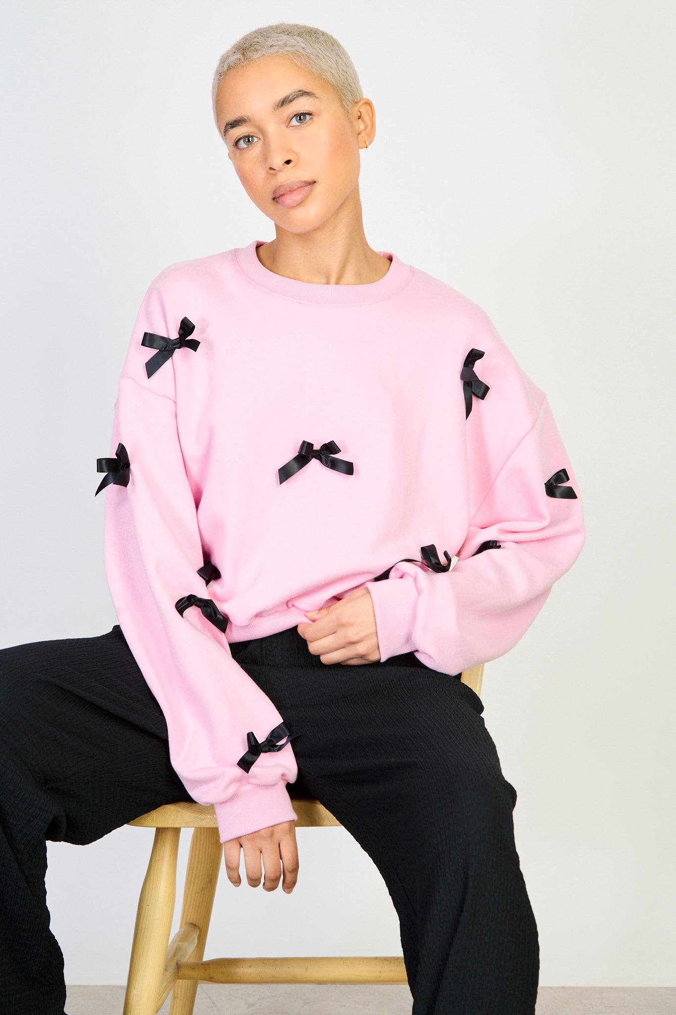 Pink ribbon front sweatshirt_1