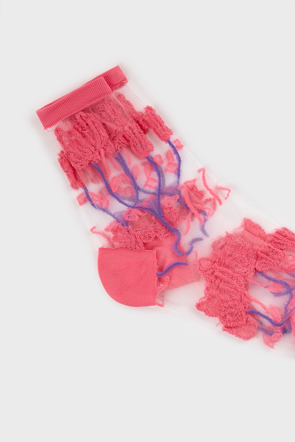 Pink sheer bold climbing flower socks_4