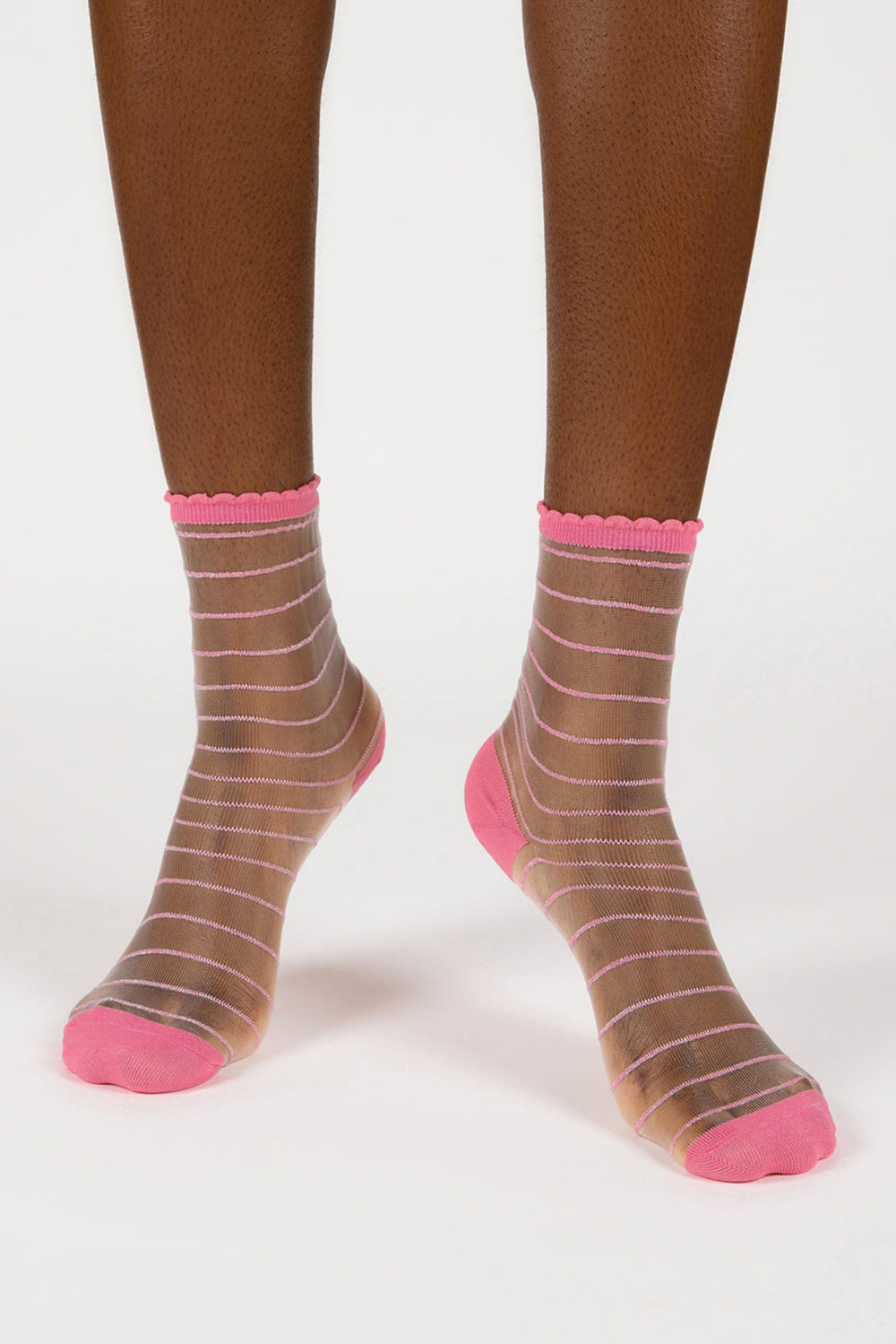Pink sheer horizontal stripe socks_2