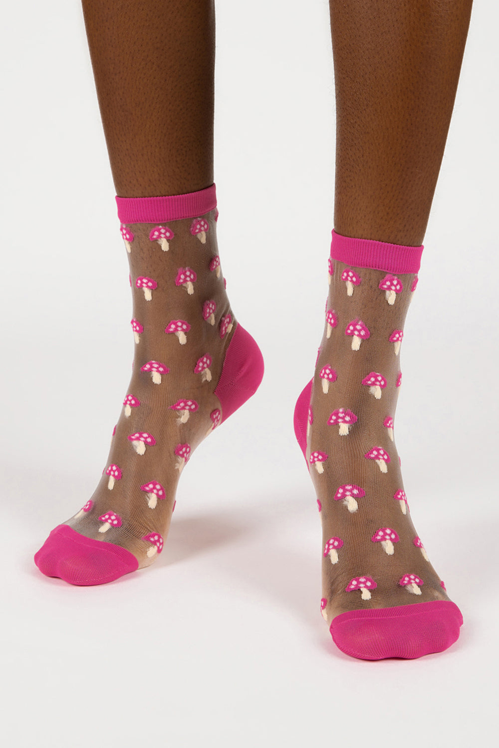 Pink sheer mushroom socks_2