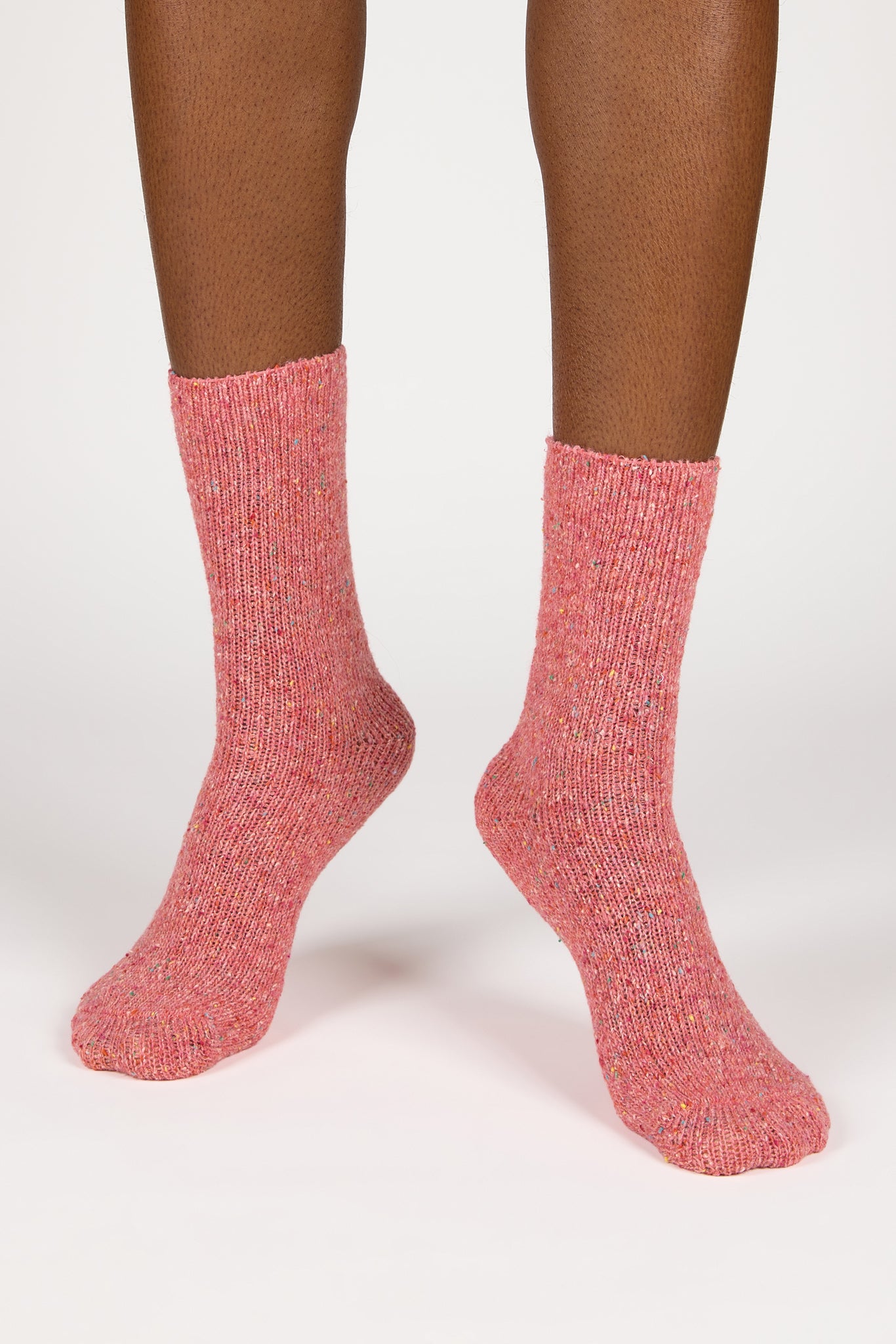 Pink smooth rainbow fleck wool blend socks_3