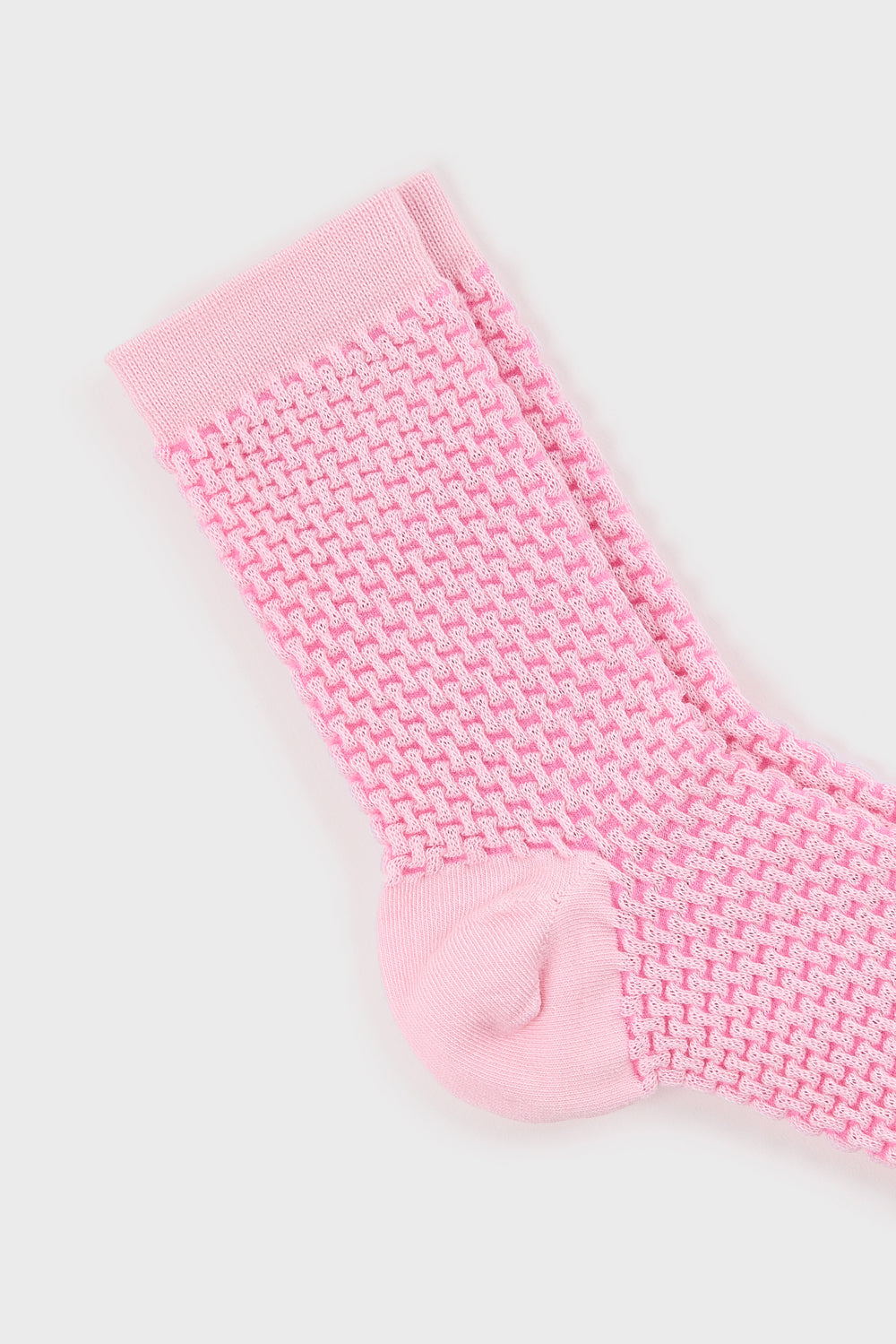Pink two tone waffle socks_4