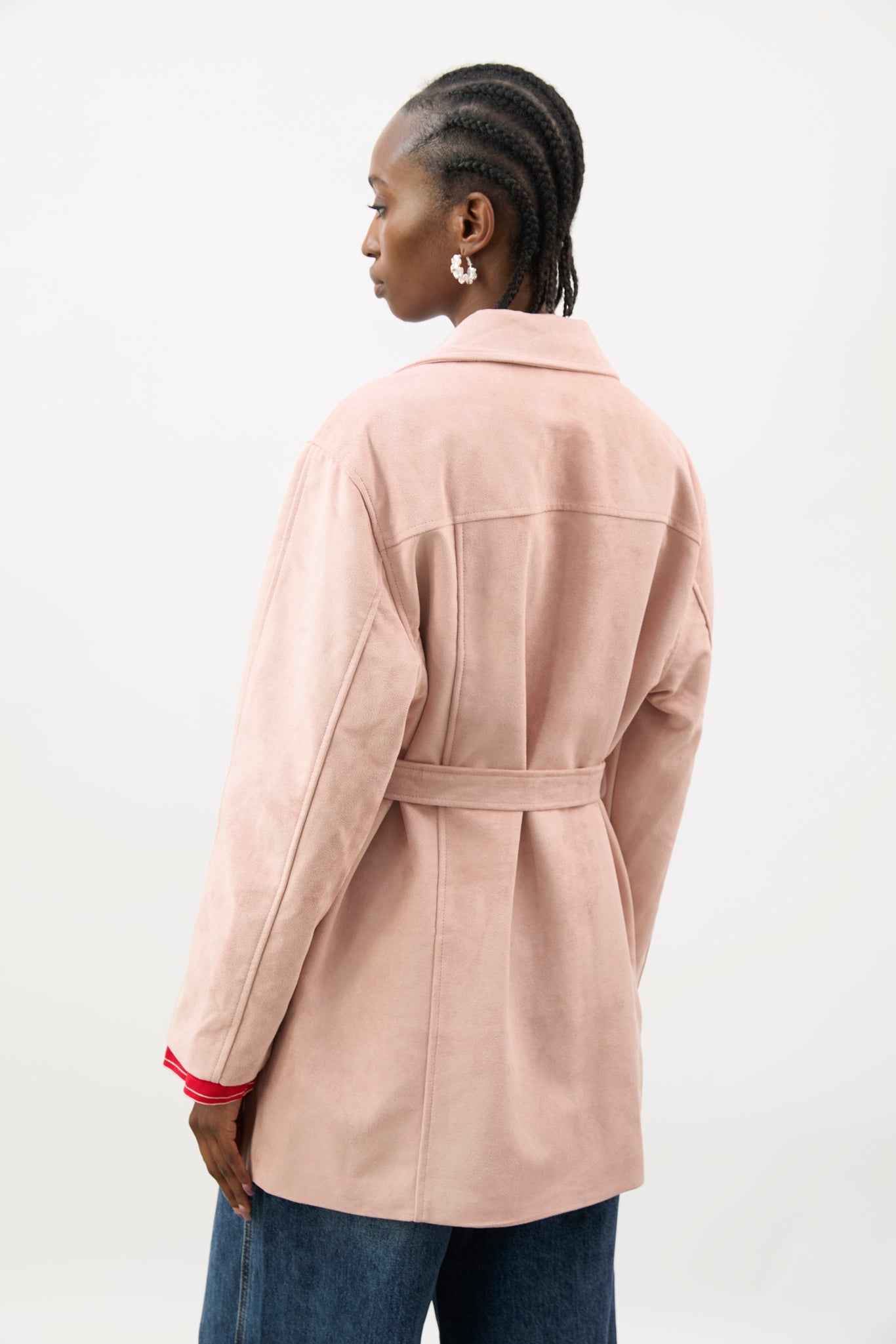 Pink vegan suede belted jacket_3
