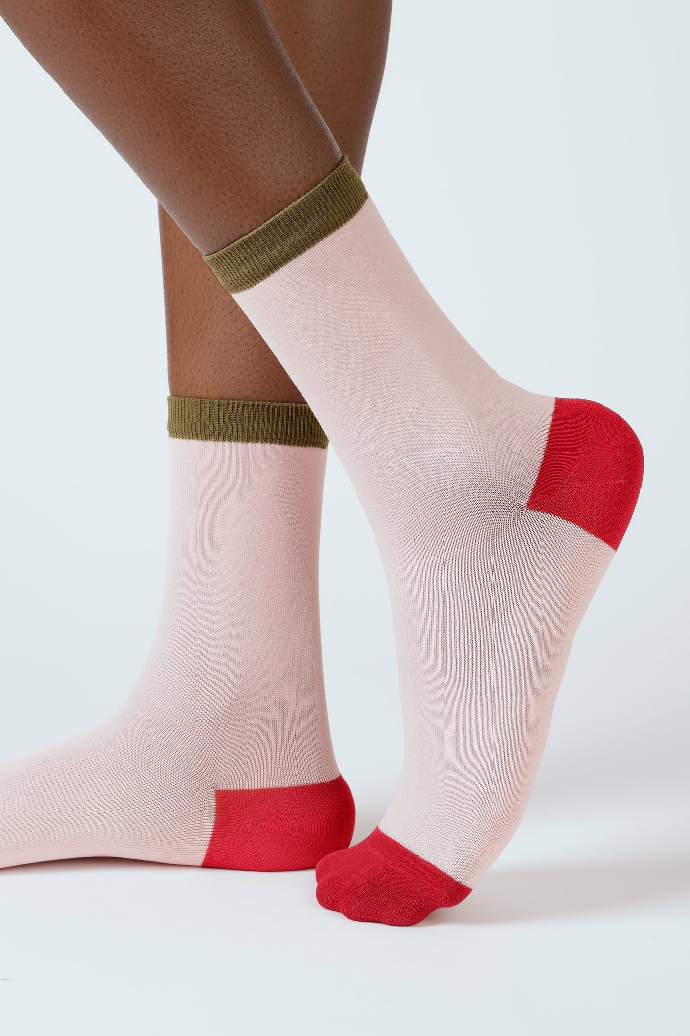Pink and red colourblock socks_1