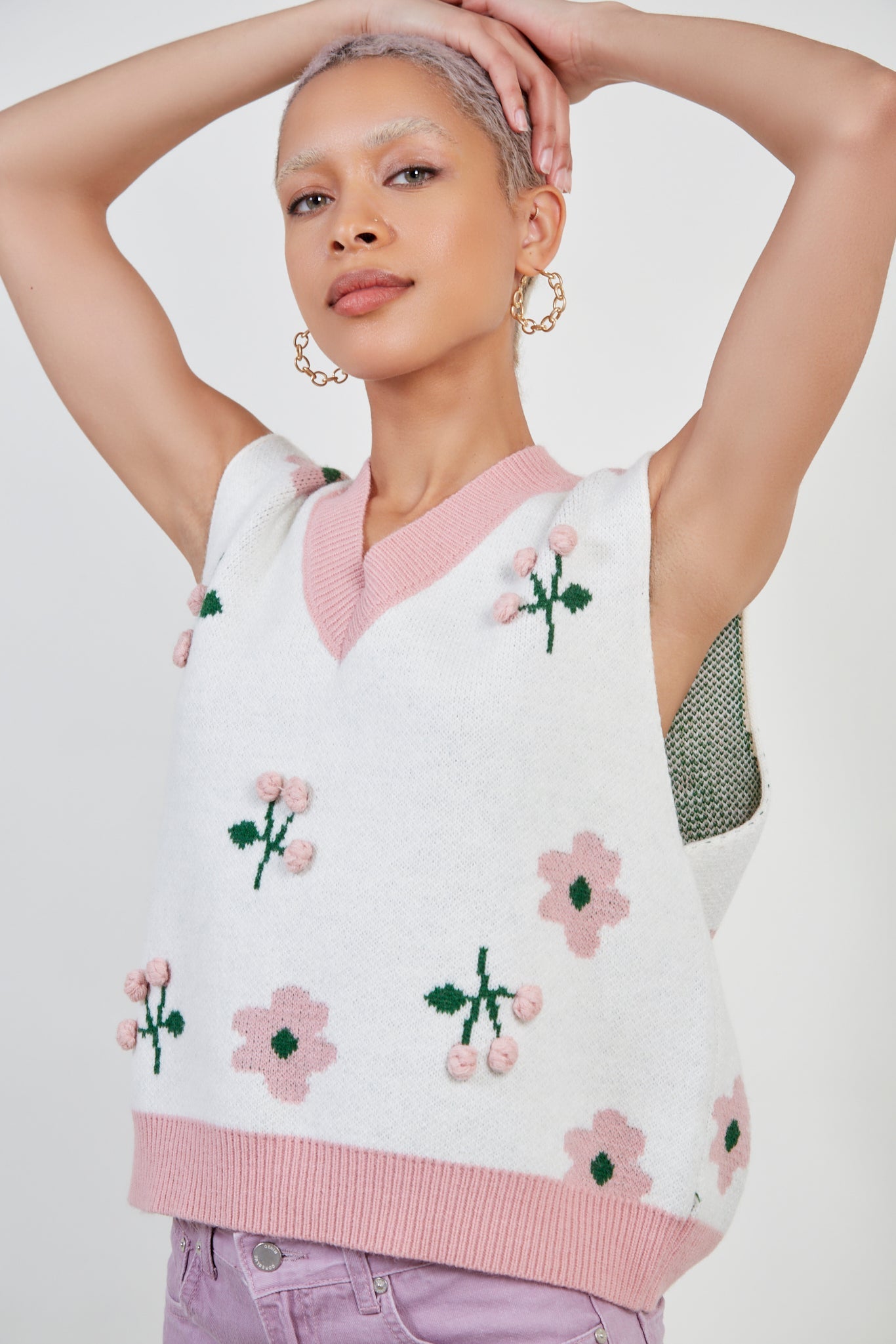 Pink bobble cherry sweater vest_2
