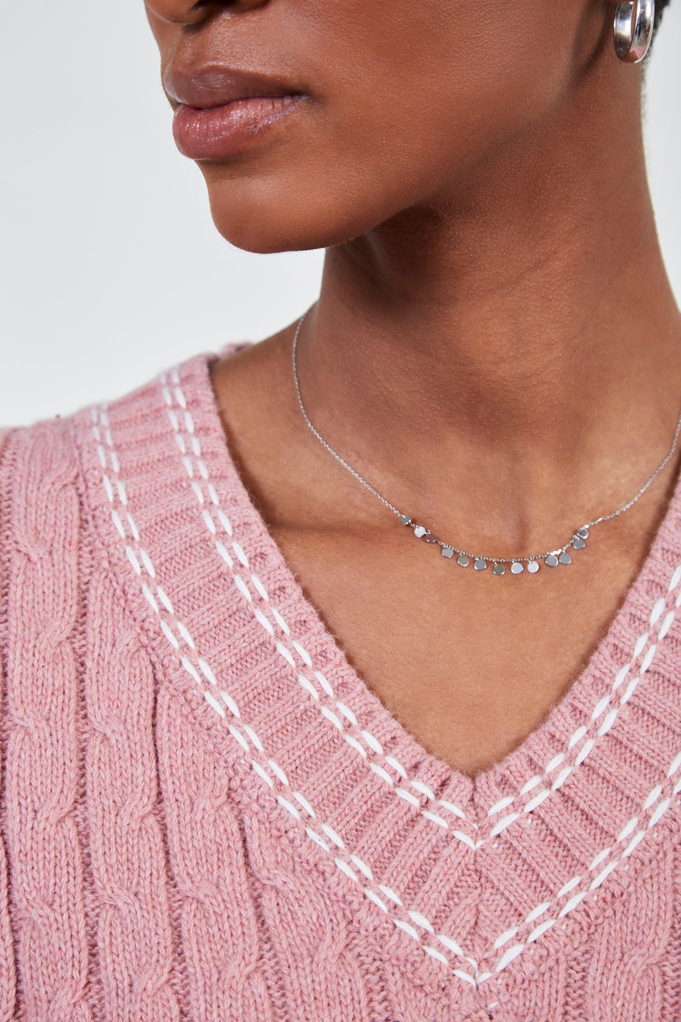 Pink dotted varsity trim sweater vest_4