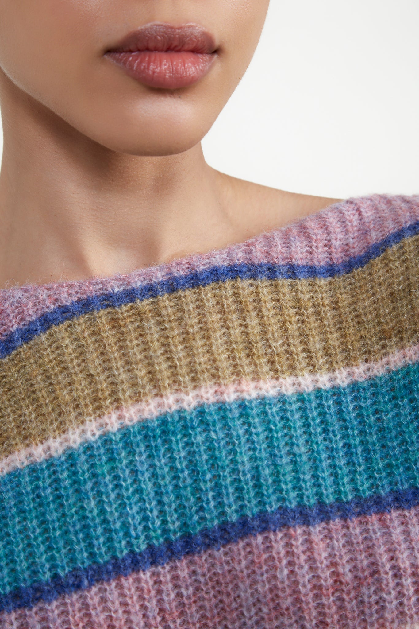 Pink multicolour block striped cropped jumper_4