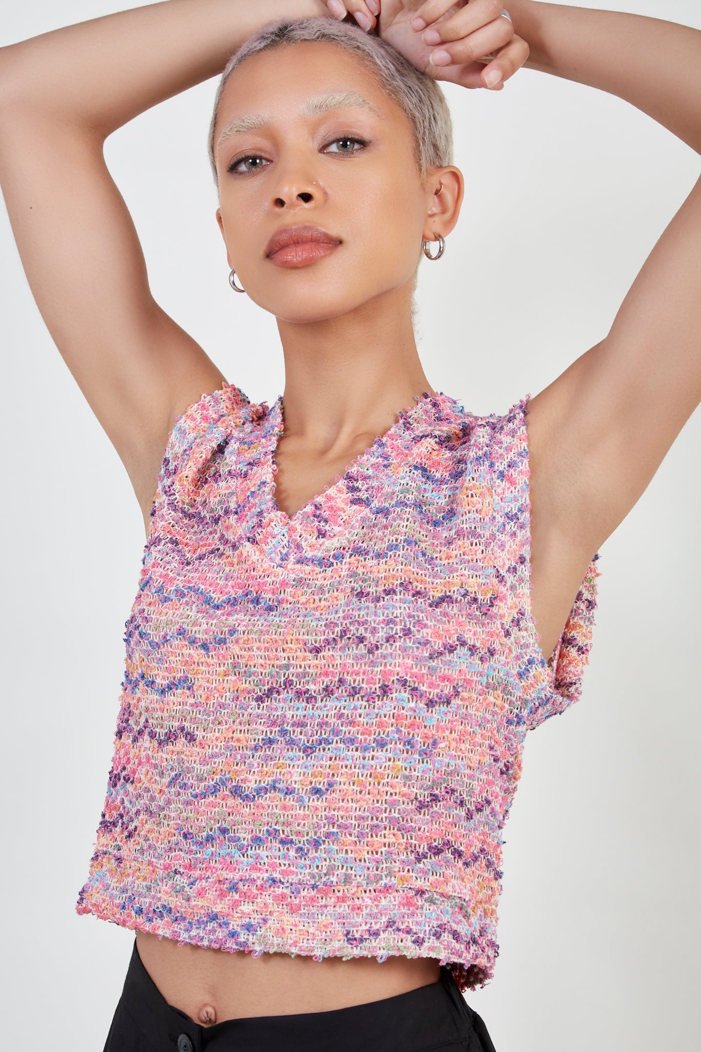 Pink rainbow knit tank_2