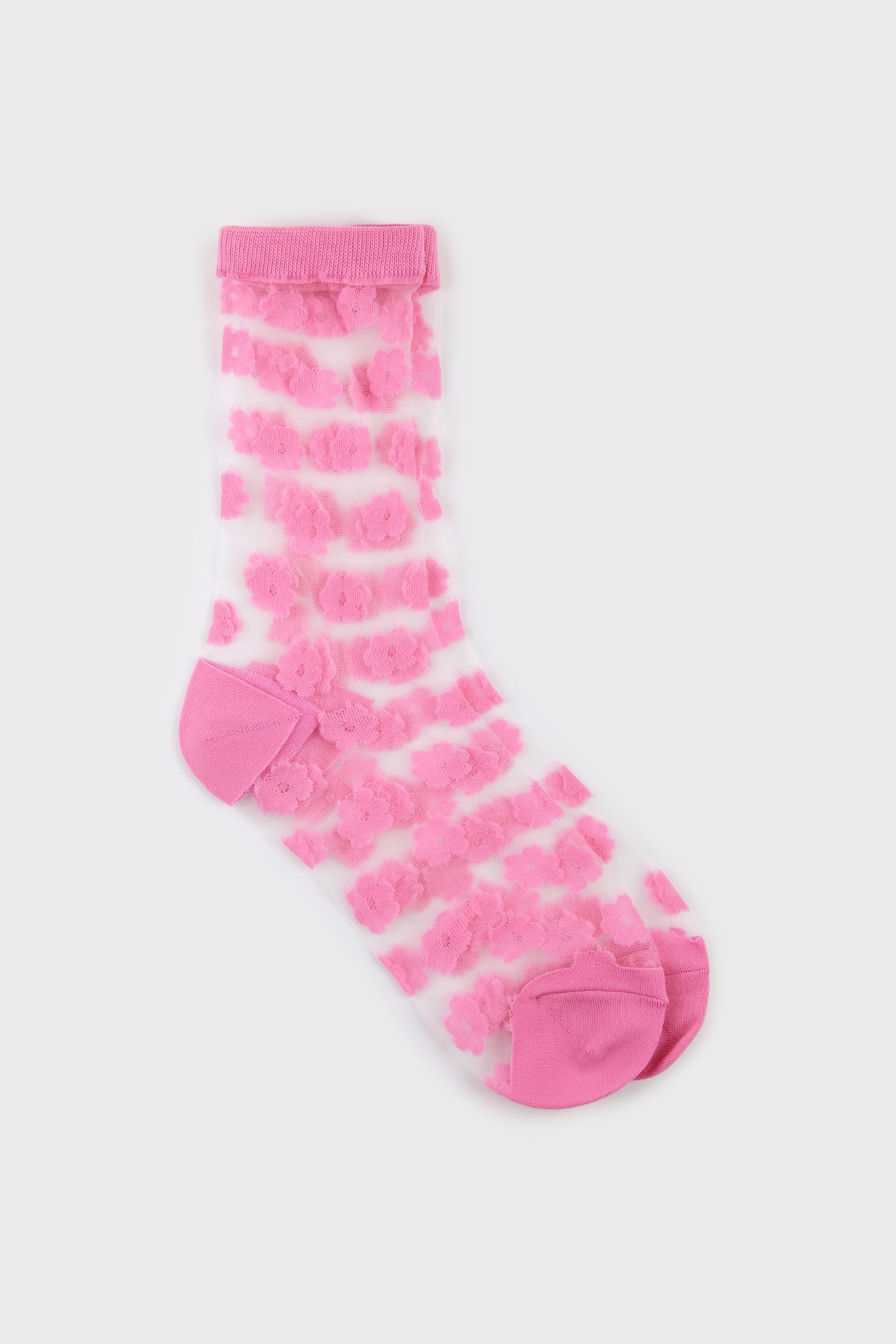 Pink sheer tiny flower socks_3