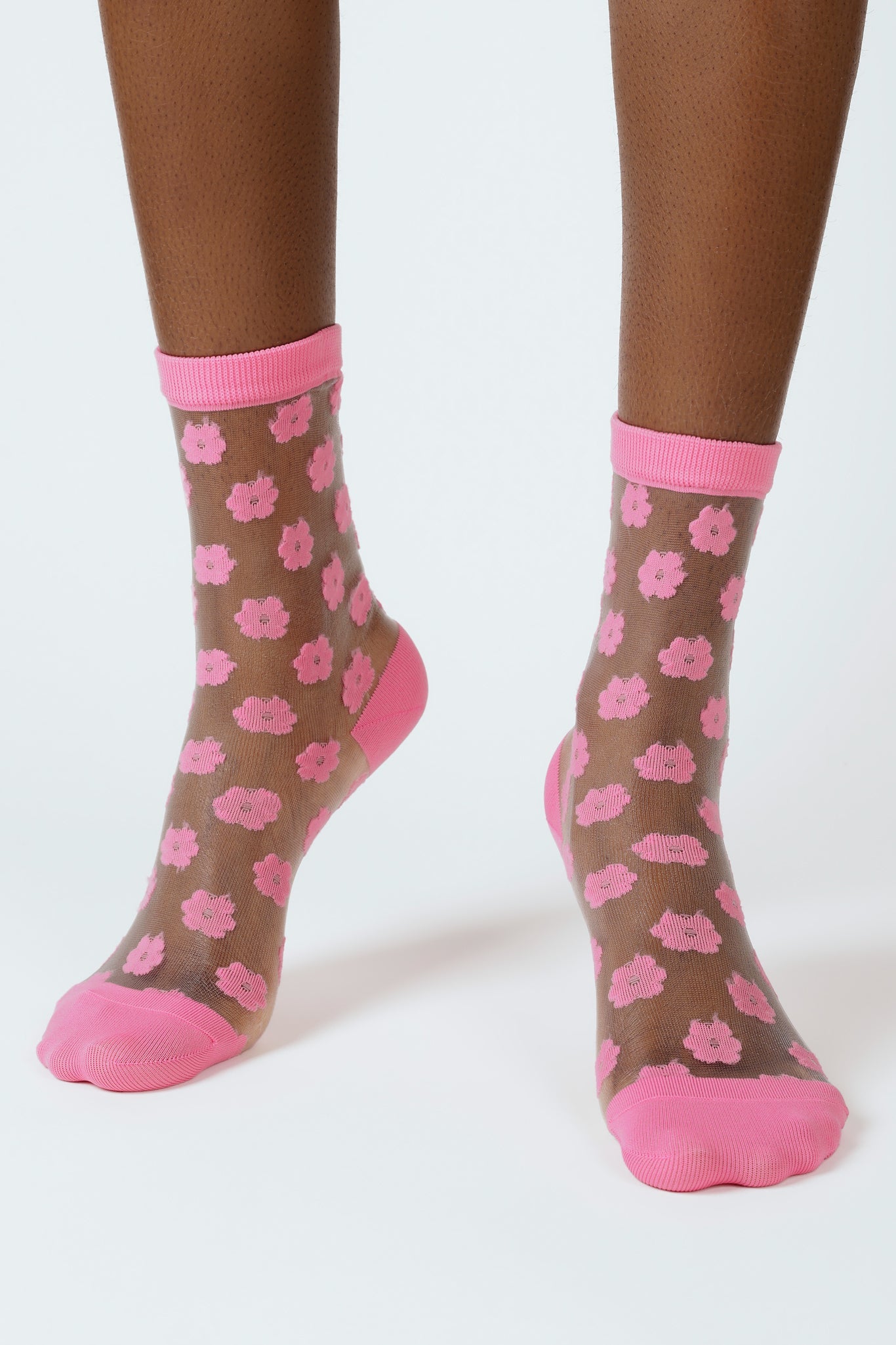 Pink sheer tiny flower socks_2