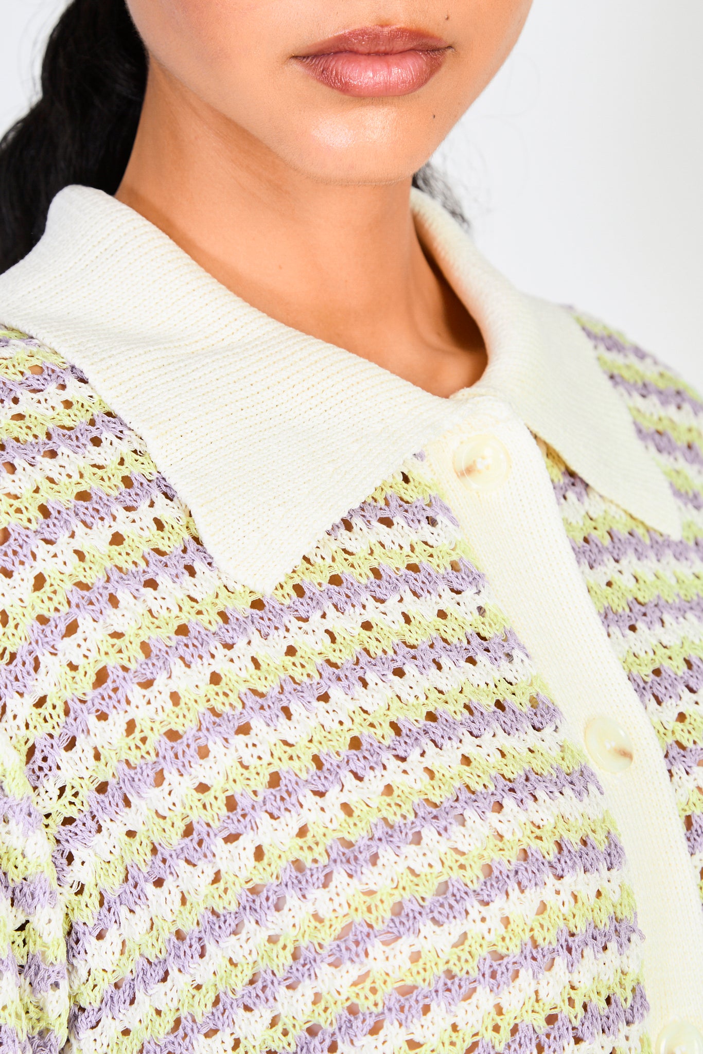 Purple and white knit short sleeved polo_3