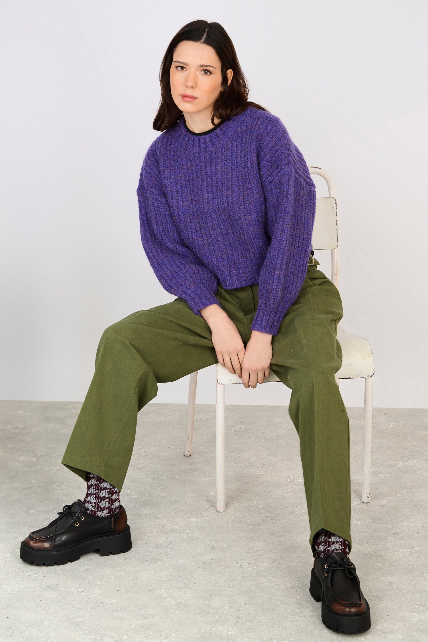 Purple flecked chunky knit cropped jumper_5