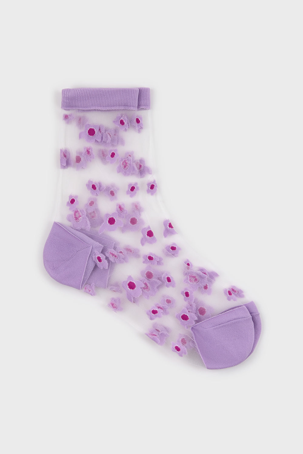 Purple mixed flower sheer socks_3