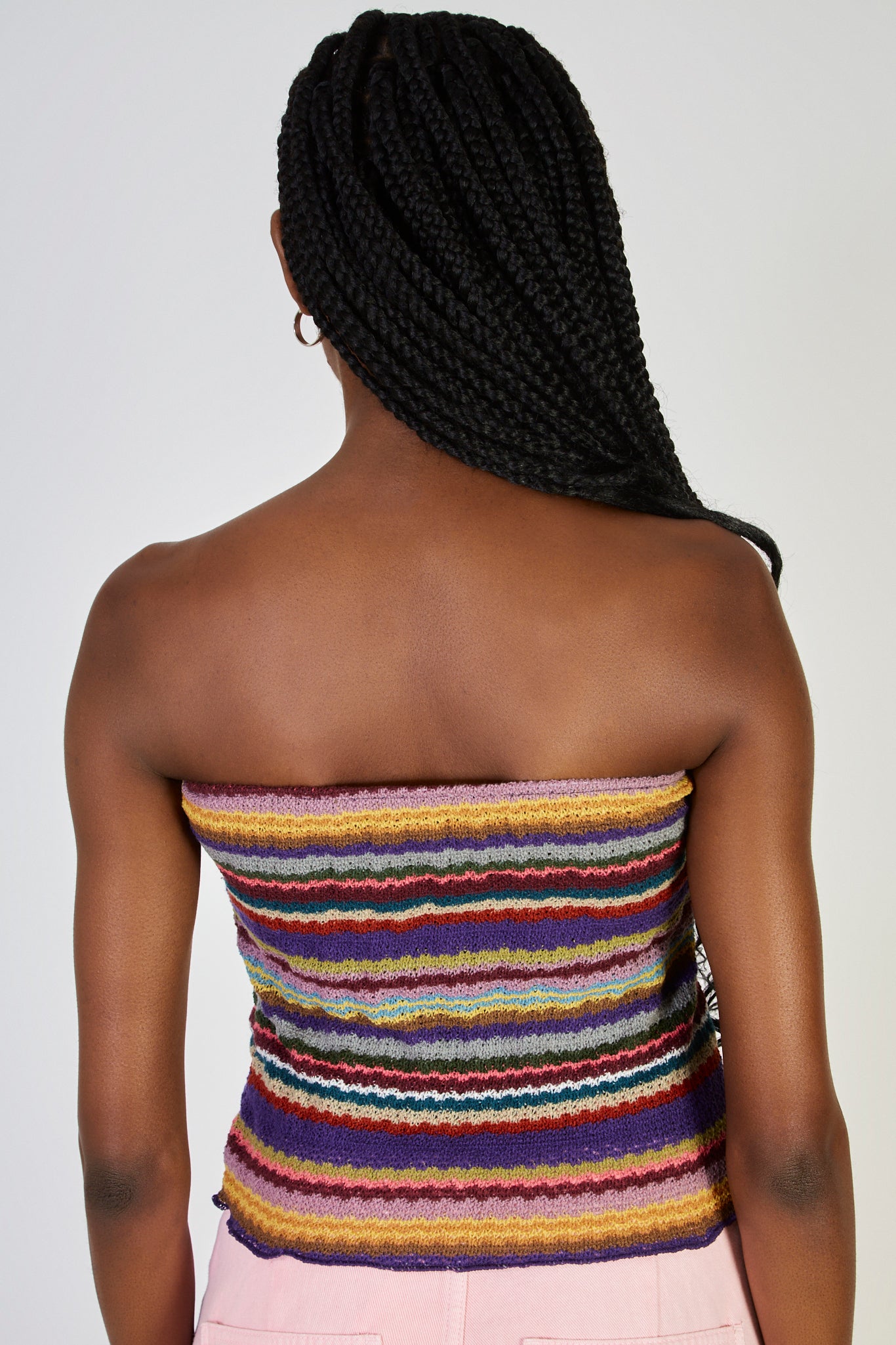 Purple rainbow stripe strapless top_2
