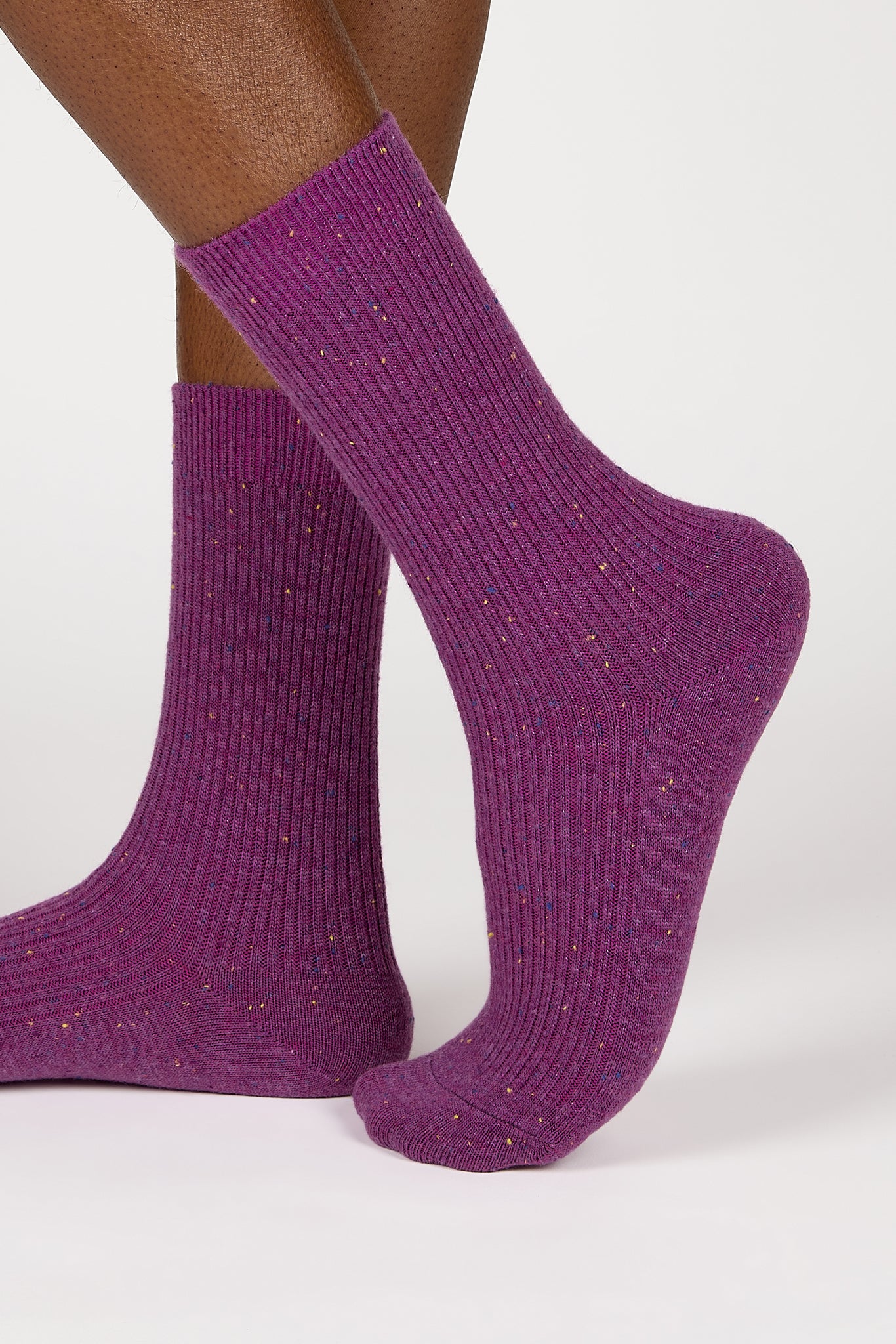Purple thin ribbed rainbow fleck socks_3