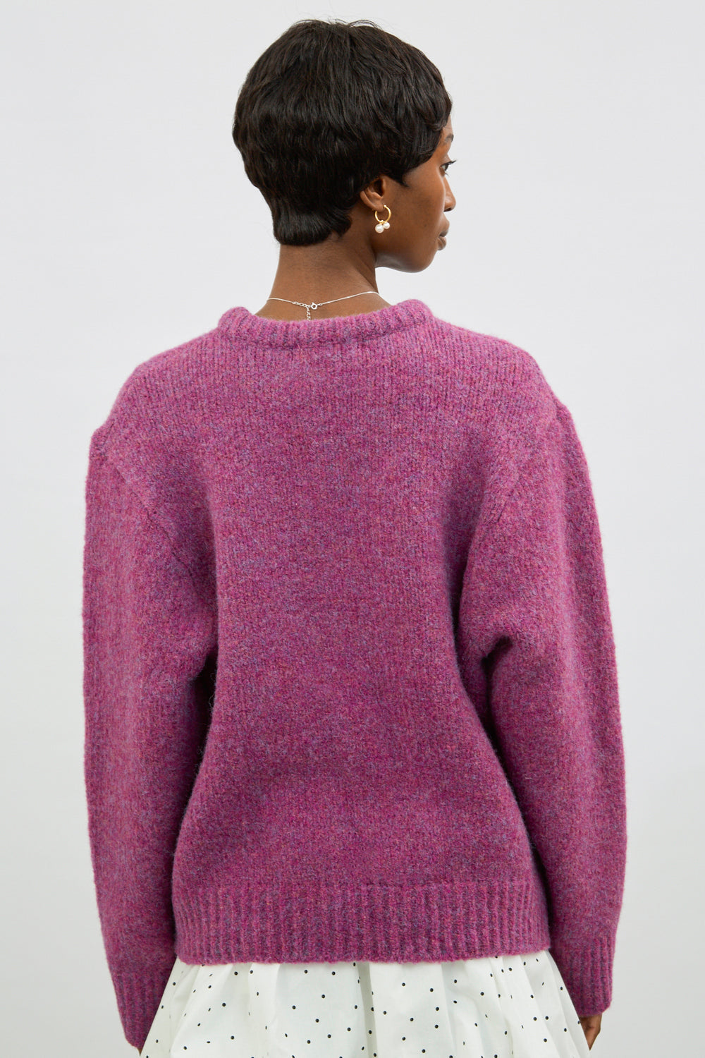Purple wool blend flecked crew neck jumper_2