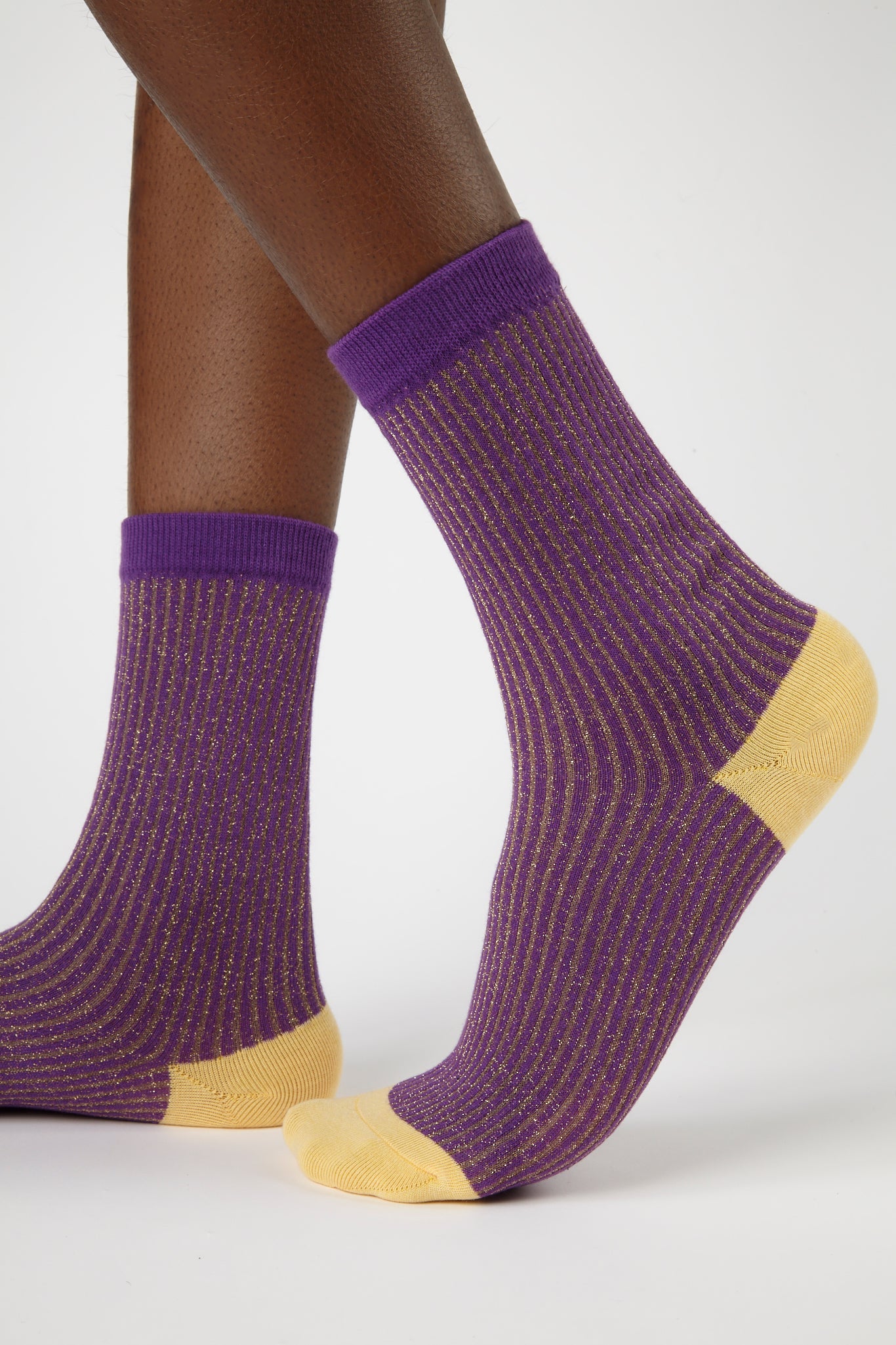 Purple glitter striped multicolour socks_3