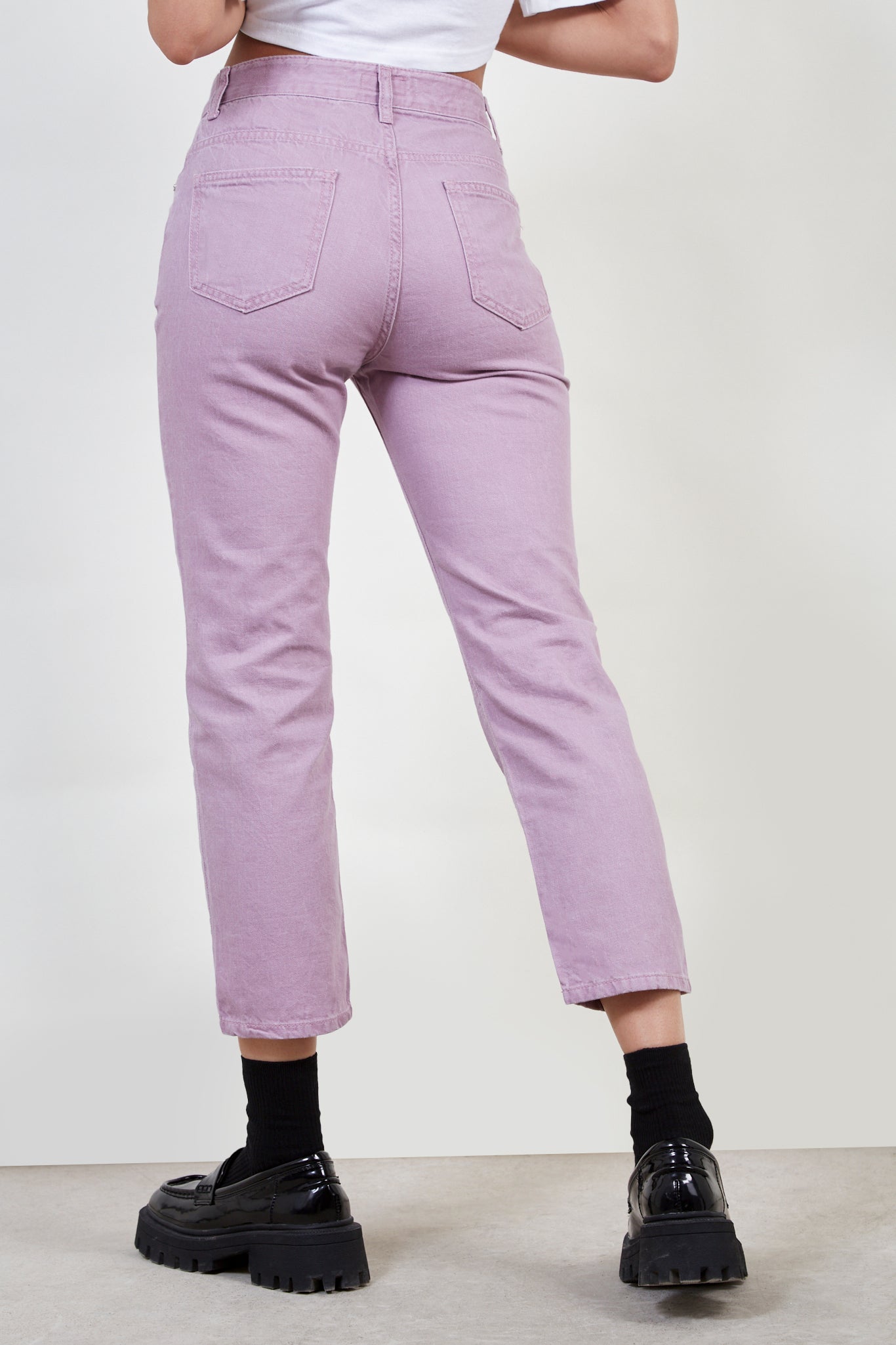 Pale purple recycled cotton blend jeans_3