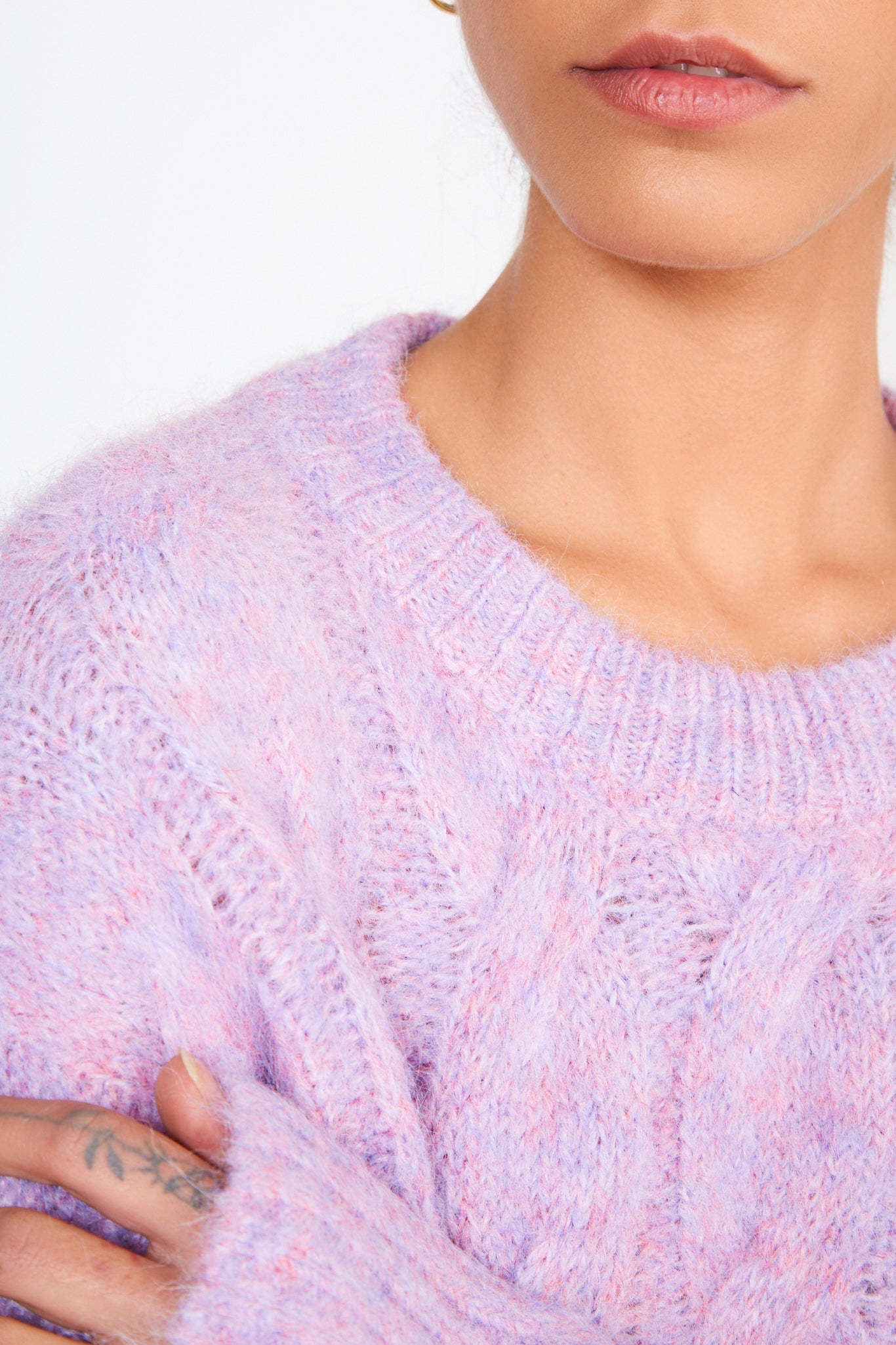 Purple wool blend cableknit jumper_4