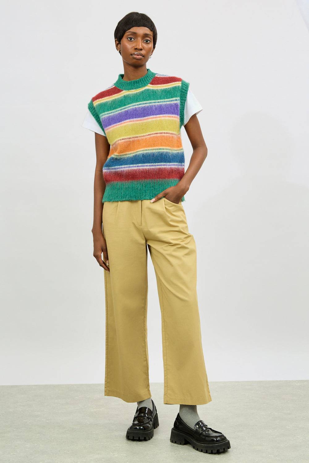 Rainbow block striped wool blend sweater vest_4