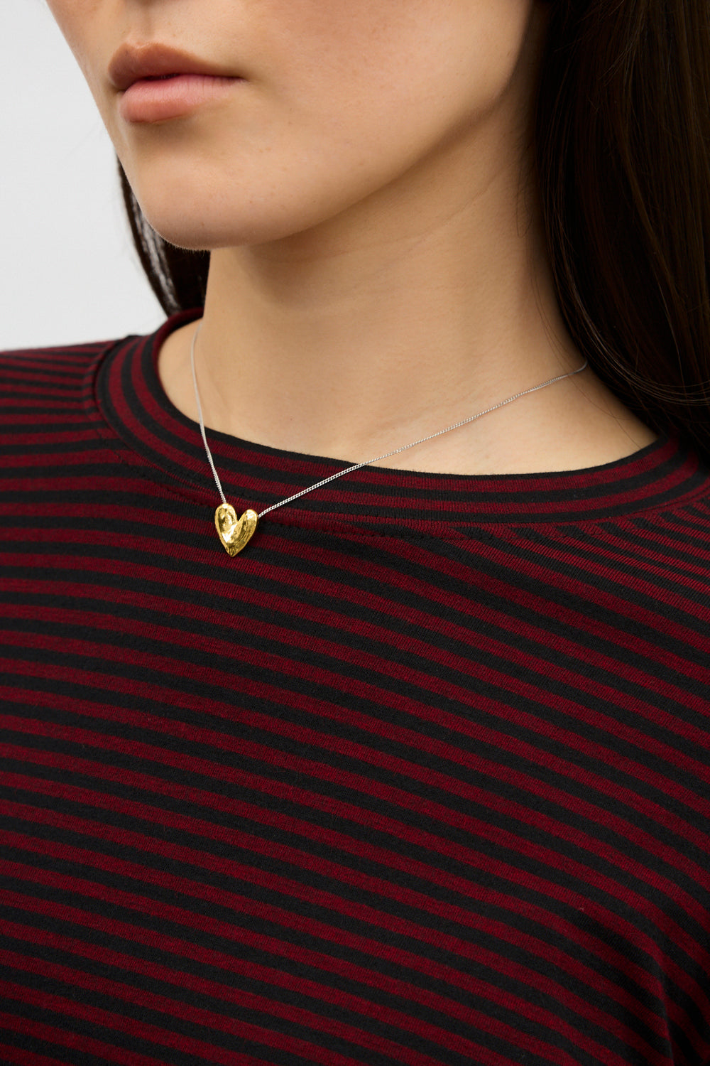 Red and black horizontal striped layered tee_3