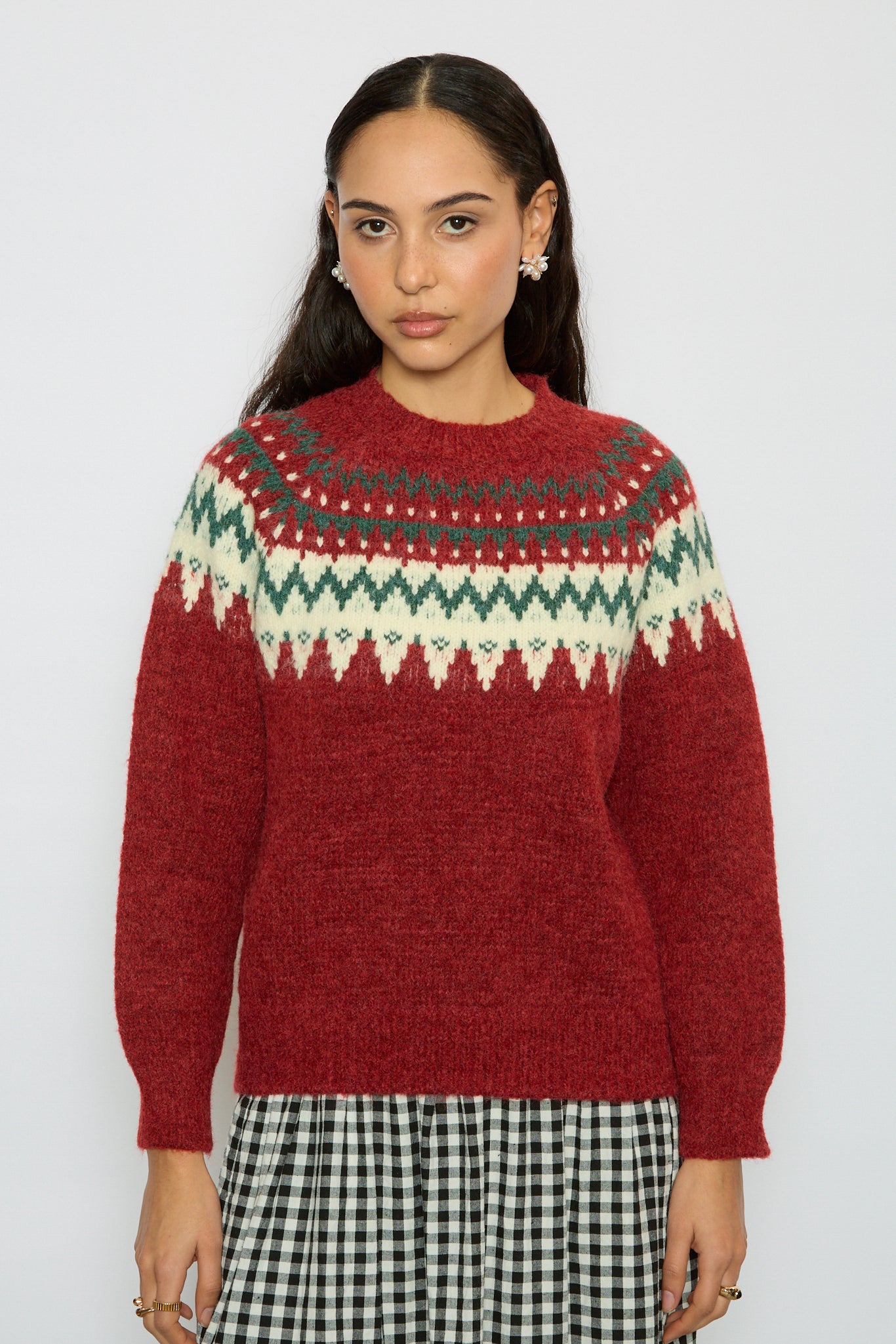 Red and green Fair Isle jumper_1