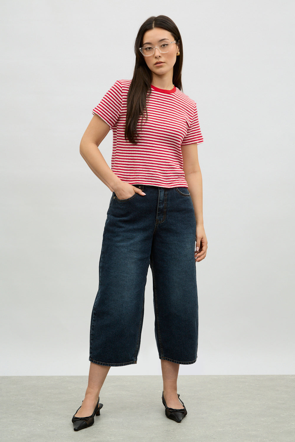 Red and white ditzy striped t-shirt_4