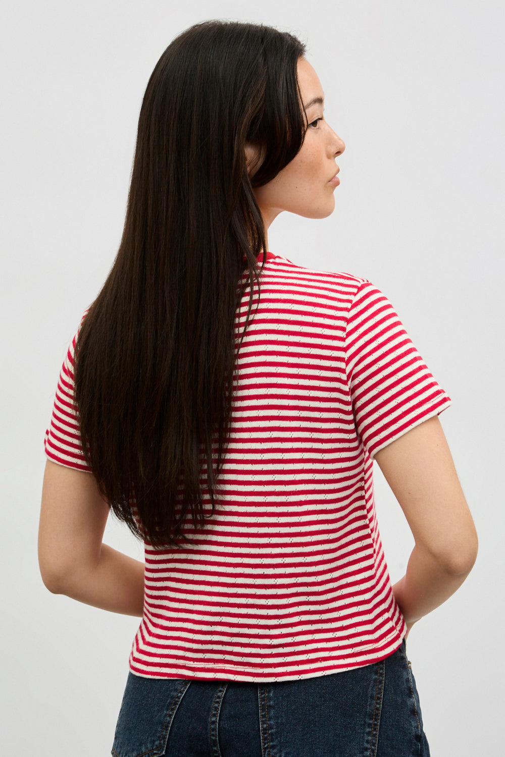 Red and white ditzy striped t-shirt_2