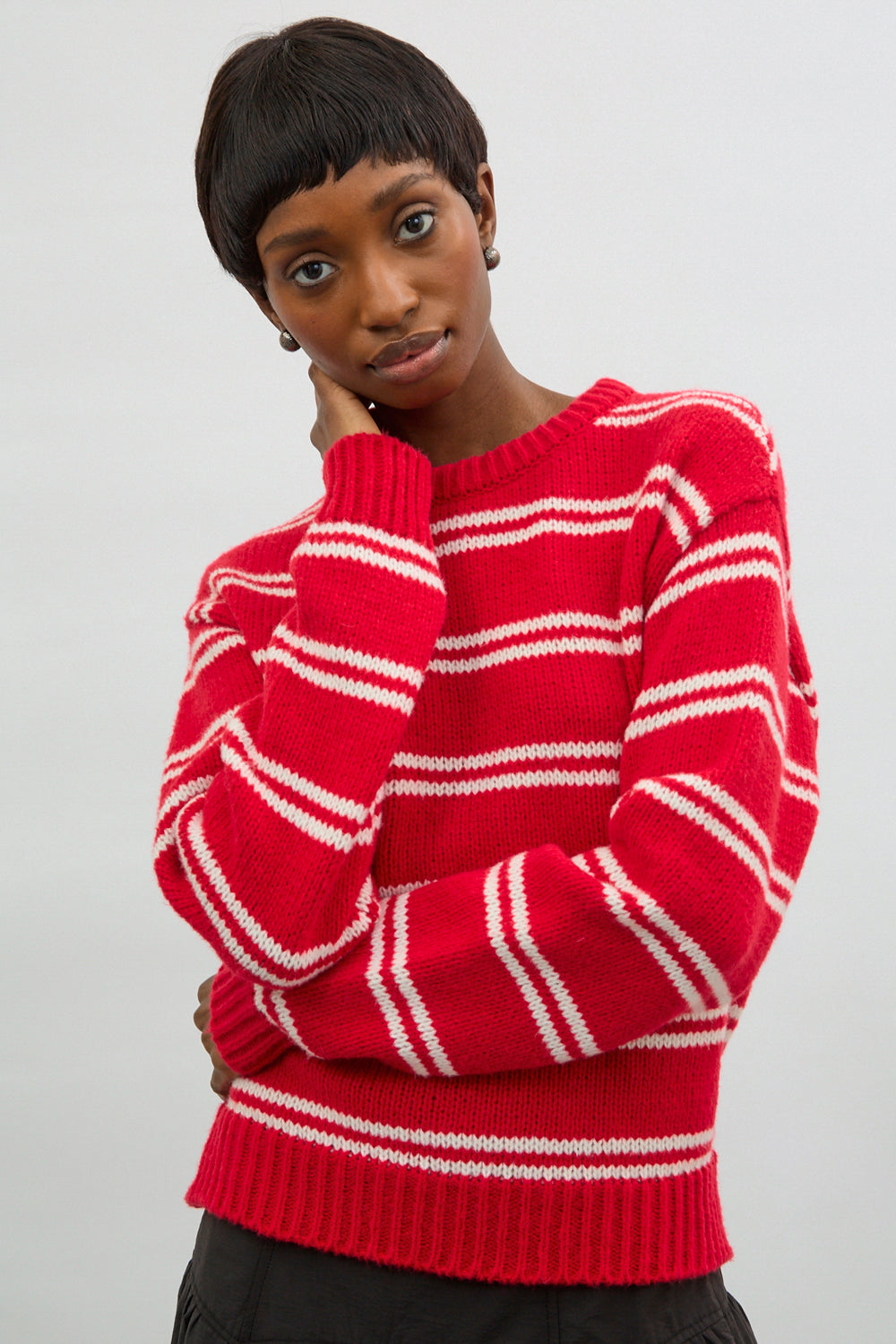 Red and white double striped jumper_1