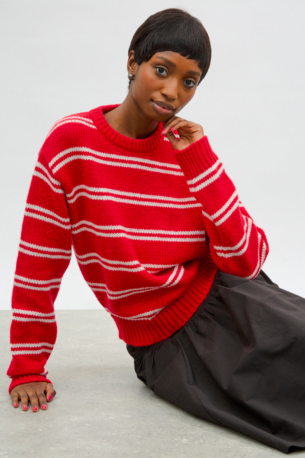 Red and white double striped jumper_5