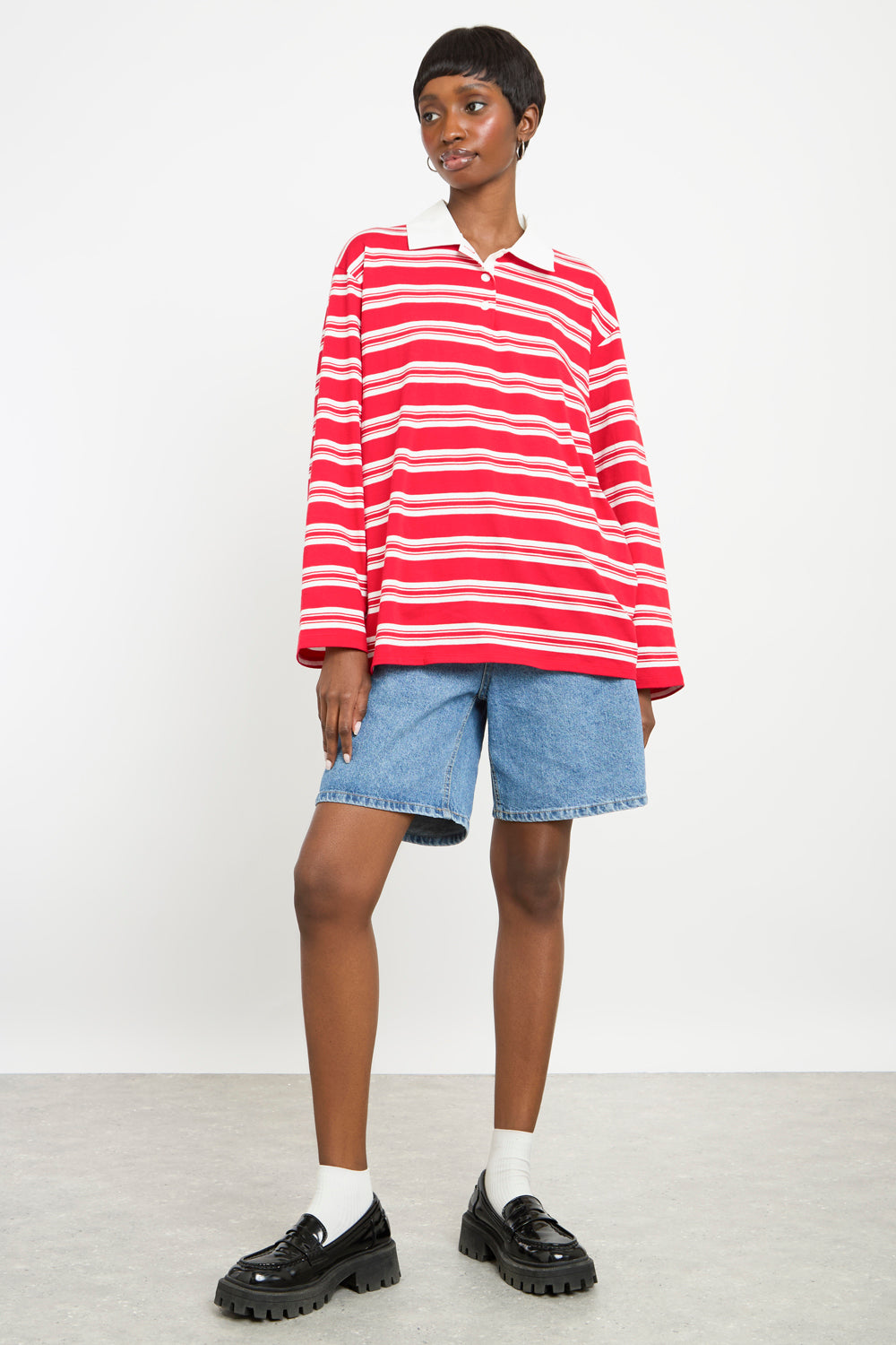 Red and white multi stripe rugby shirt_4