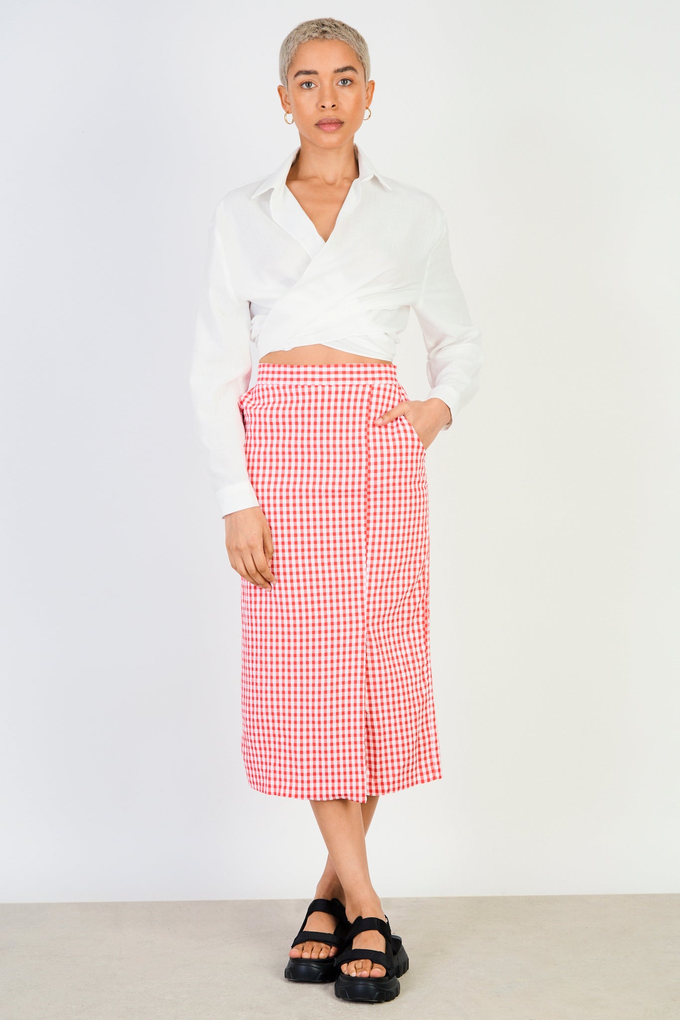 Red gingham pencil skirt_4