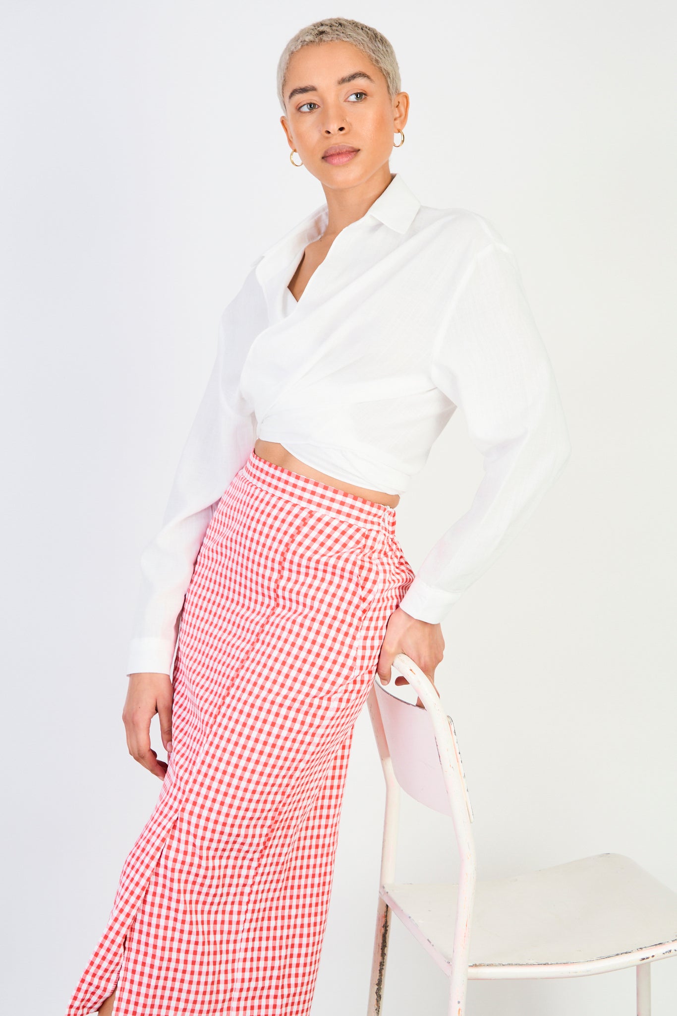 Red gingham pencil skirt_5