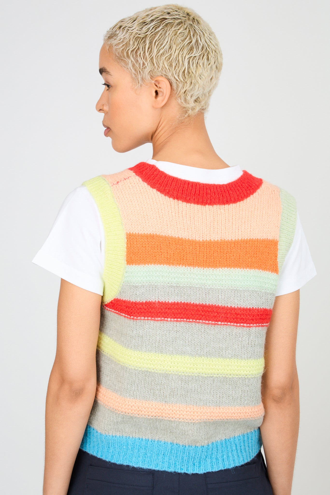 Red orange blue and grey colour block wool blend sweater vest_2