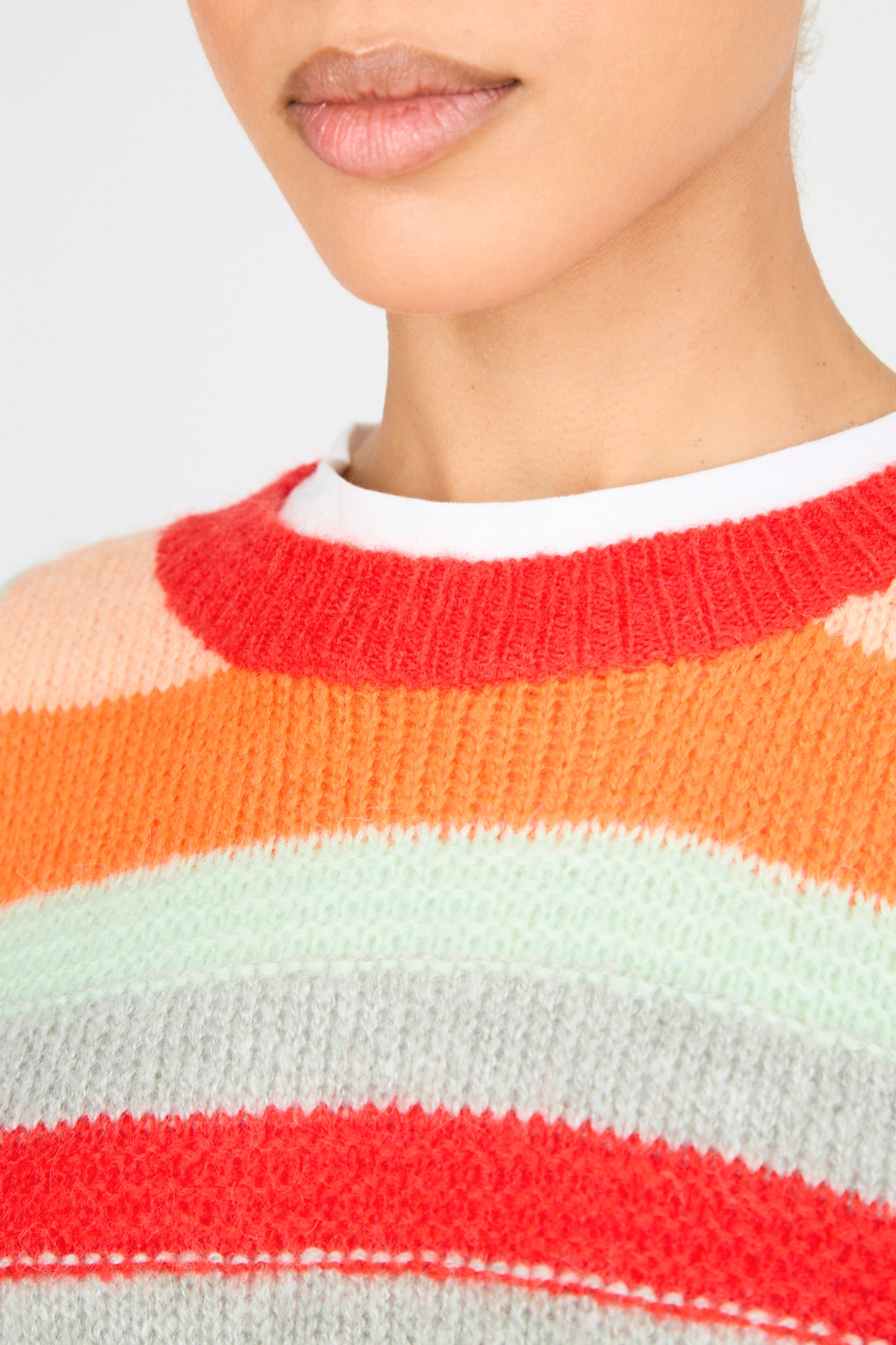 Red orange blue and grey colour block wool blend sweater vest_3