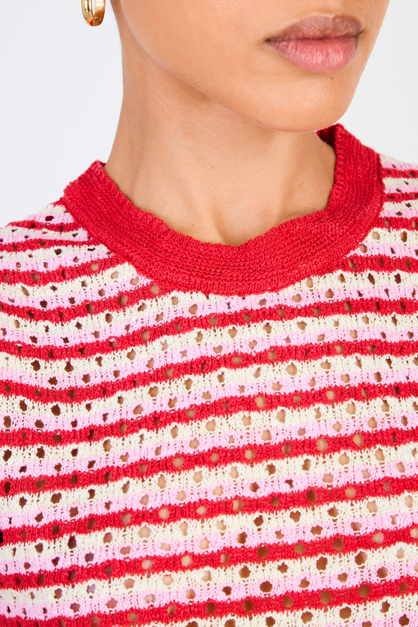 Red pink and white striped knit tank_3