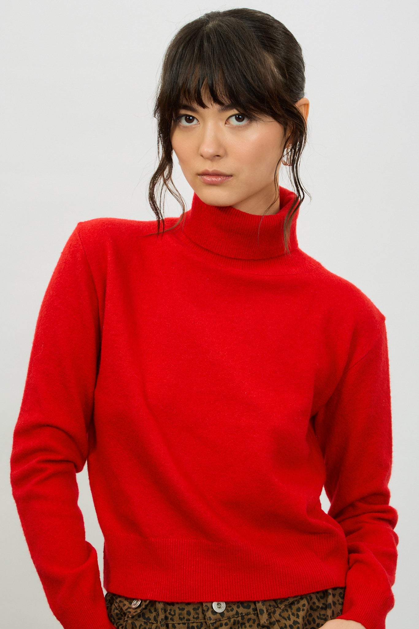Red thick short knit turtleneck_1