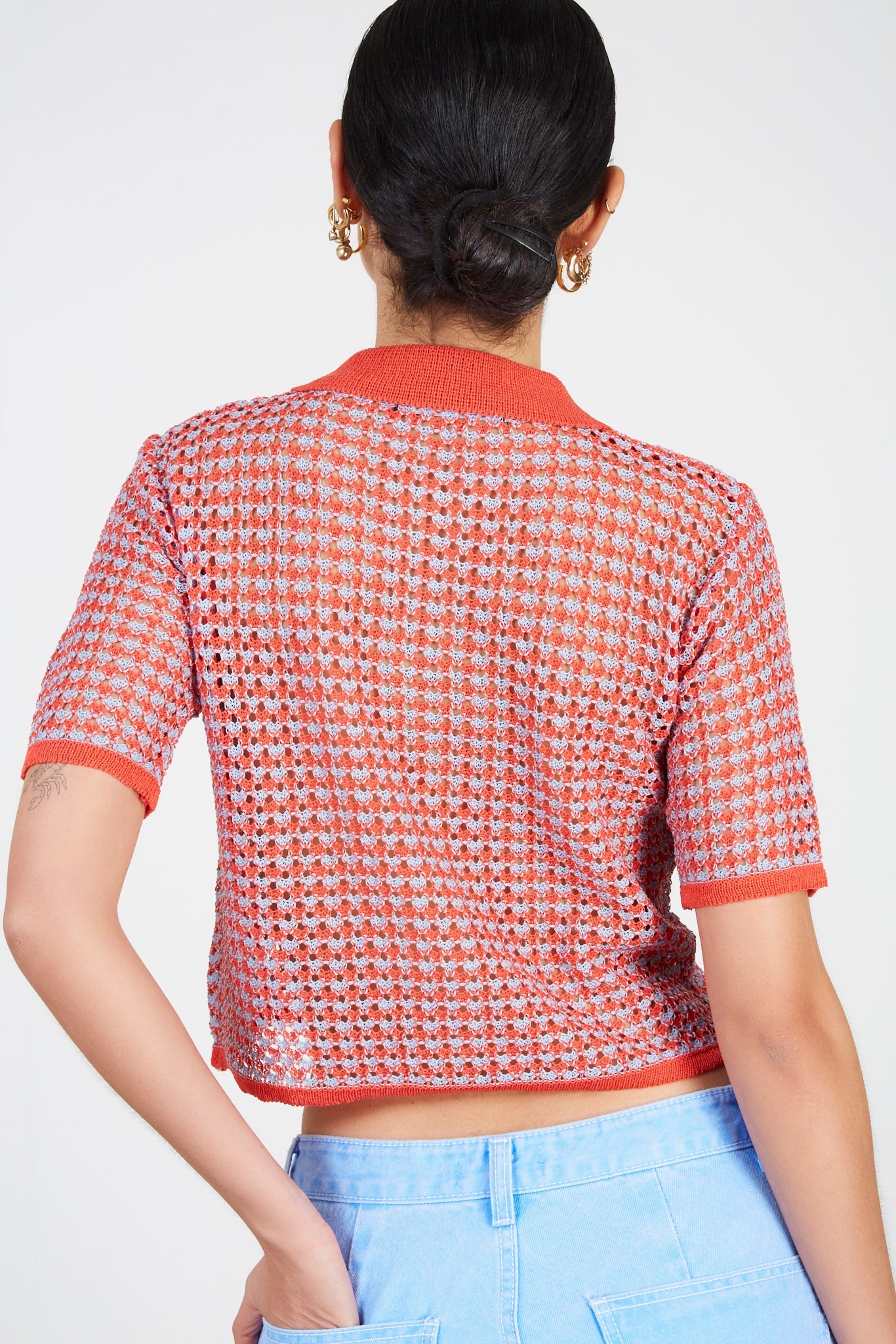 Red and blue mix knit polo_3